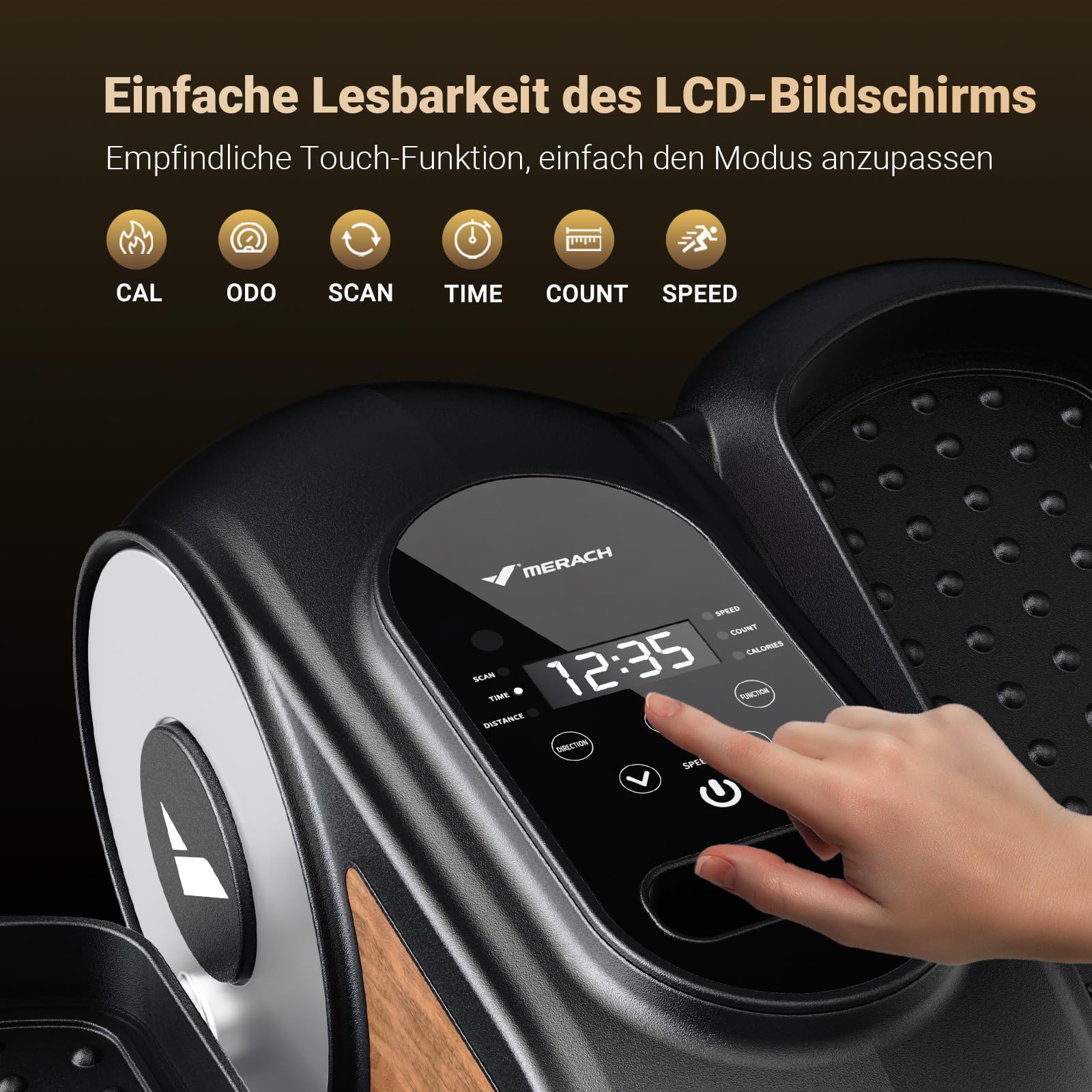 MERACH Mini Ellipsentrainer Elektrischer Crosstrainer mit Fernbedienung, 12 Geschwindigkeiten, Leise & Tragbar