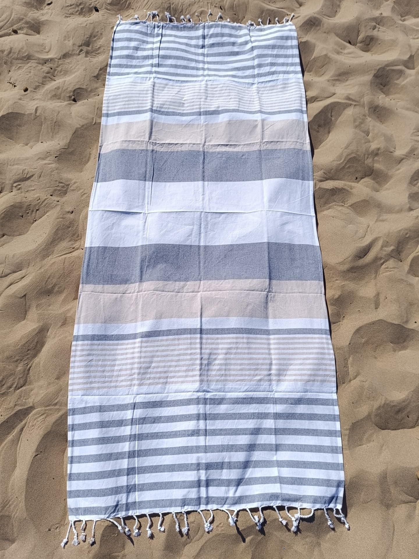 DHESTIA HOME - Pareo Fouta de Playa con Flecos Trenzados Tamaño Individual 90x200 cm Jaipur - Color ÚNICO, Talla 90x200 cm