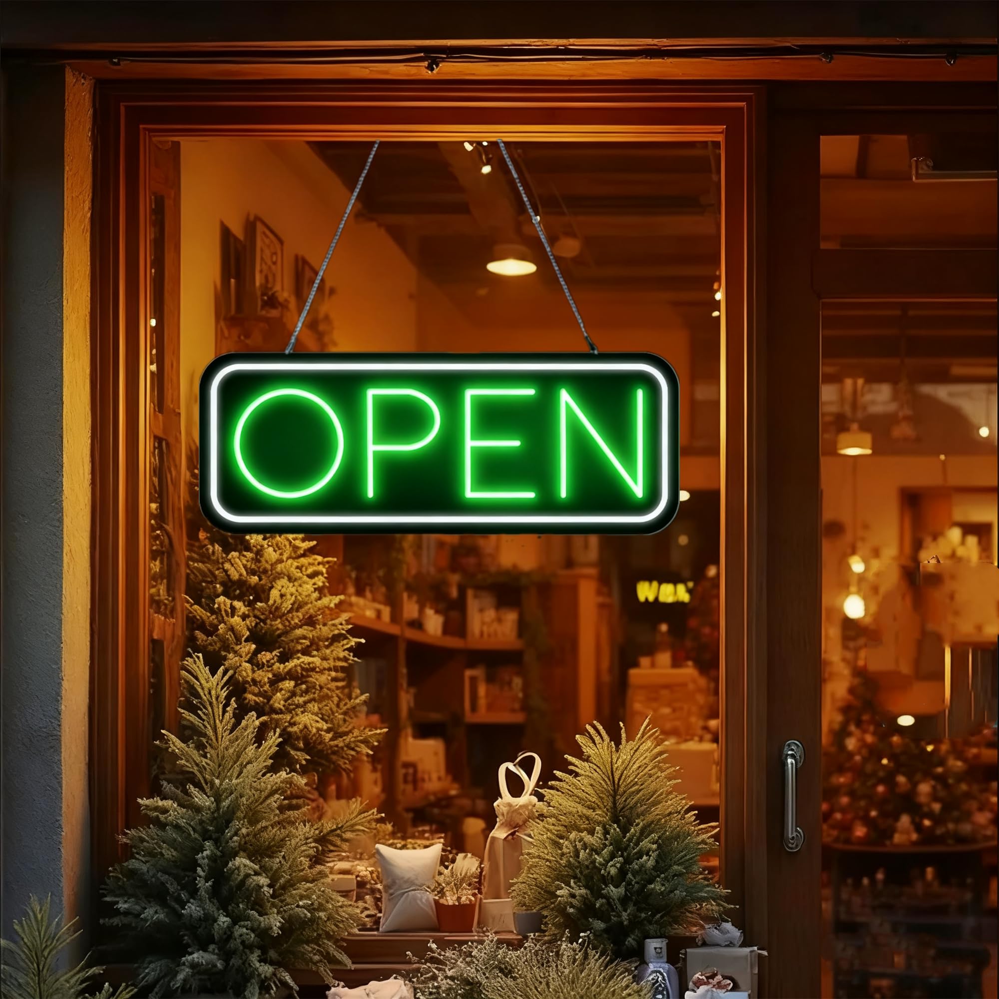 Insegna aperta a LED, per negozi di affari, negozi, negozi, negozi, negozi, pareti, finestre, decorazioni, interruttore dimmerabile e catena sospesa, alimentazione USB