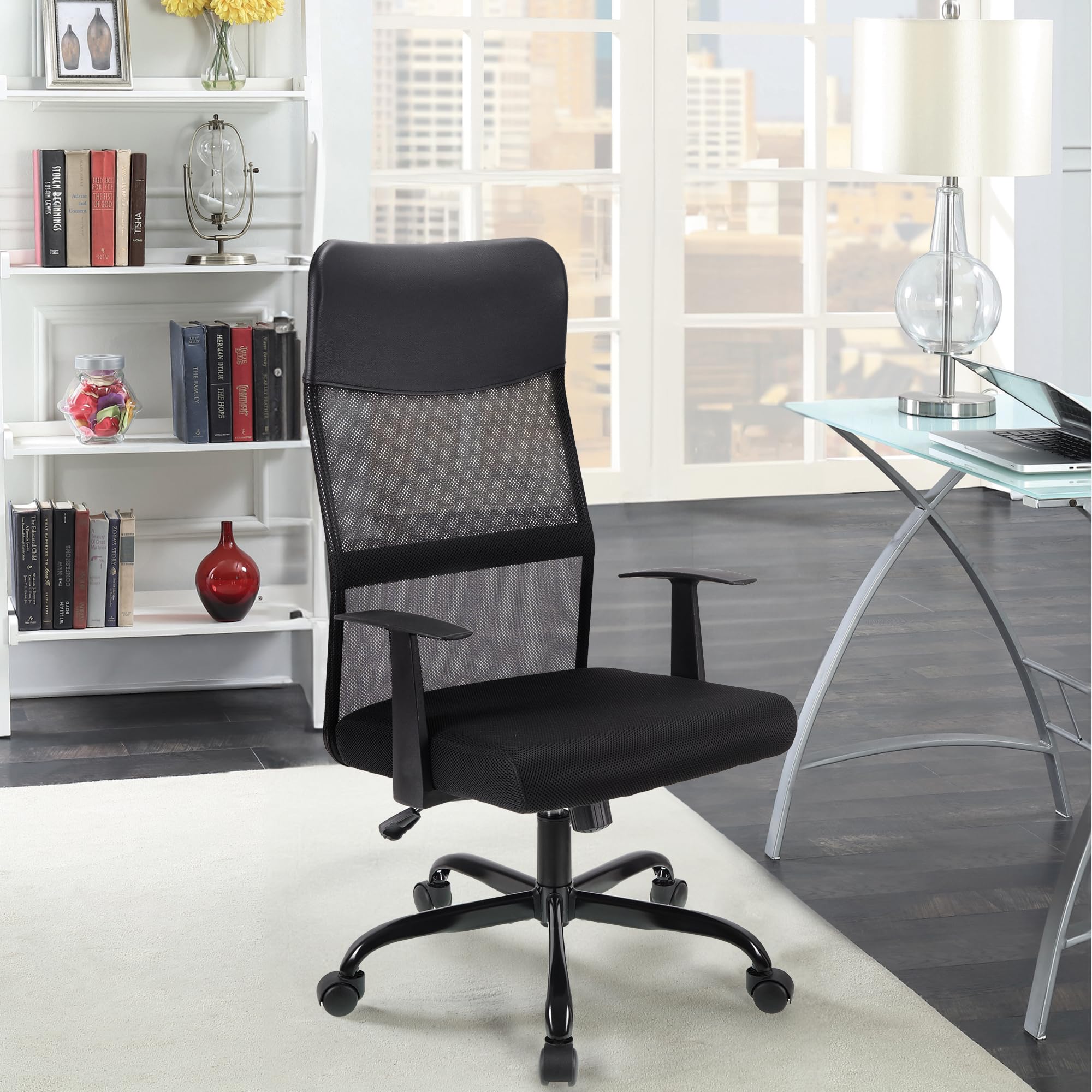 Sedia Da Ufficio Ergonomica In Rete Con Supporto Lombare - Regolabile In Altezza, Girevole A 360°, Funzione Dondolo, Per Home Office, Nero - 4