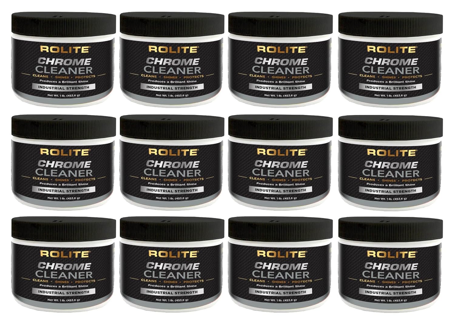 Weekly Top Sale Rolite Chrome Cleaner (1lb) for All Chrome Plated Surfaces. Motorcycles, Automobiles, Boats, RVs, Bumpers and Much More 12 Pack