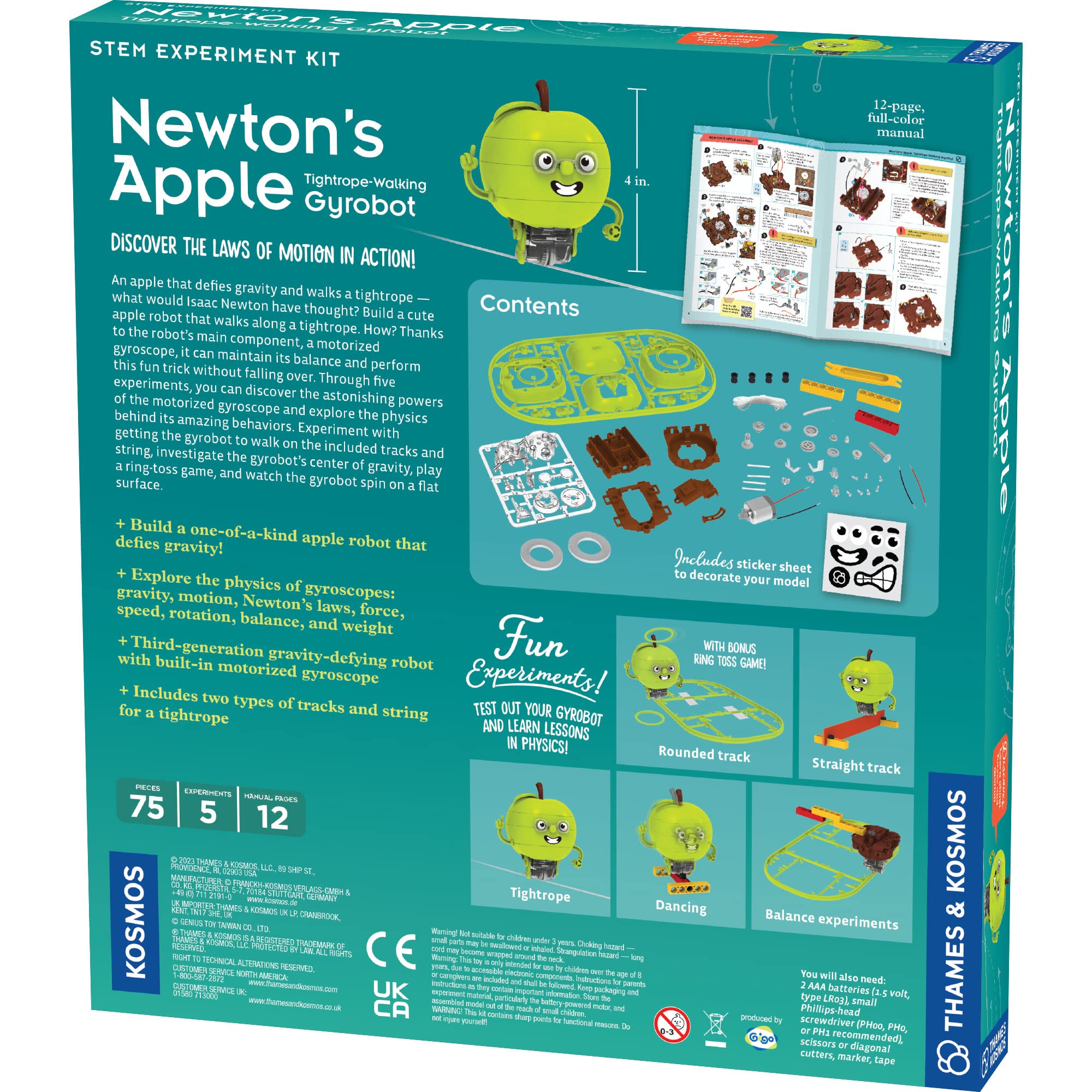 Thames & Kosmos - Newton's Apple: Gyrobot de Cuerda tensa - Robot científico Stem - Kit Educativo de Ciencia - Diversión para niños, a Partir de 8 años - 620304