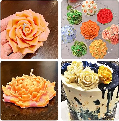 Miniatura 6 de Muyulin Molde de vela de peonía de flores grandes 3D, 2 paquetes de moldes de silicona de chocolate rosa para decoración de pasteles, fondant de