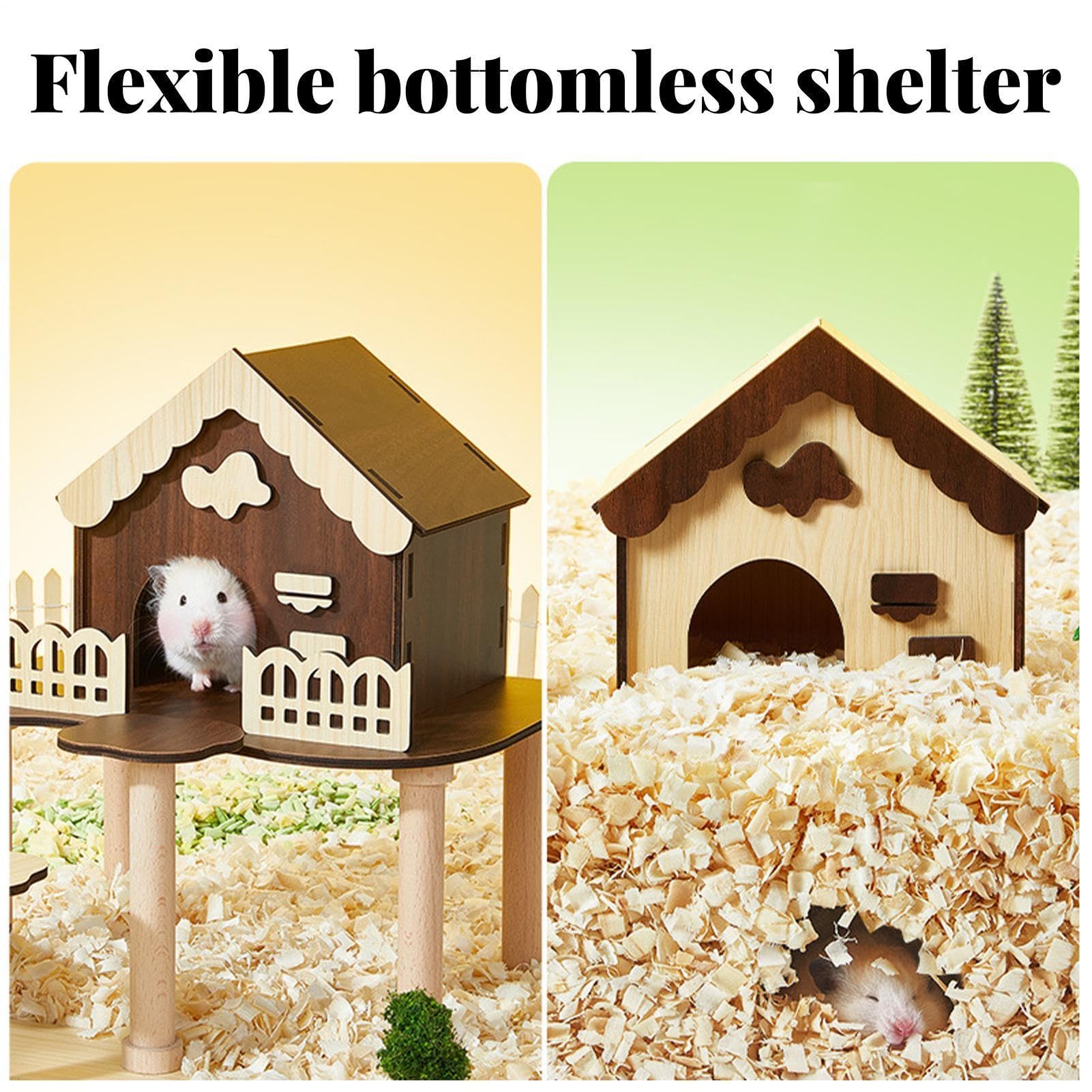 Casa per Tamia Castello per Gerbilli in Legno, Gabbia per Piccoli Animali | Esplorazione Per Alimentazione Criceti Nani Topi Piccoli Roditori Arricchimento Giocare in Casa