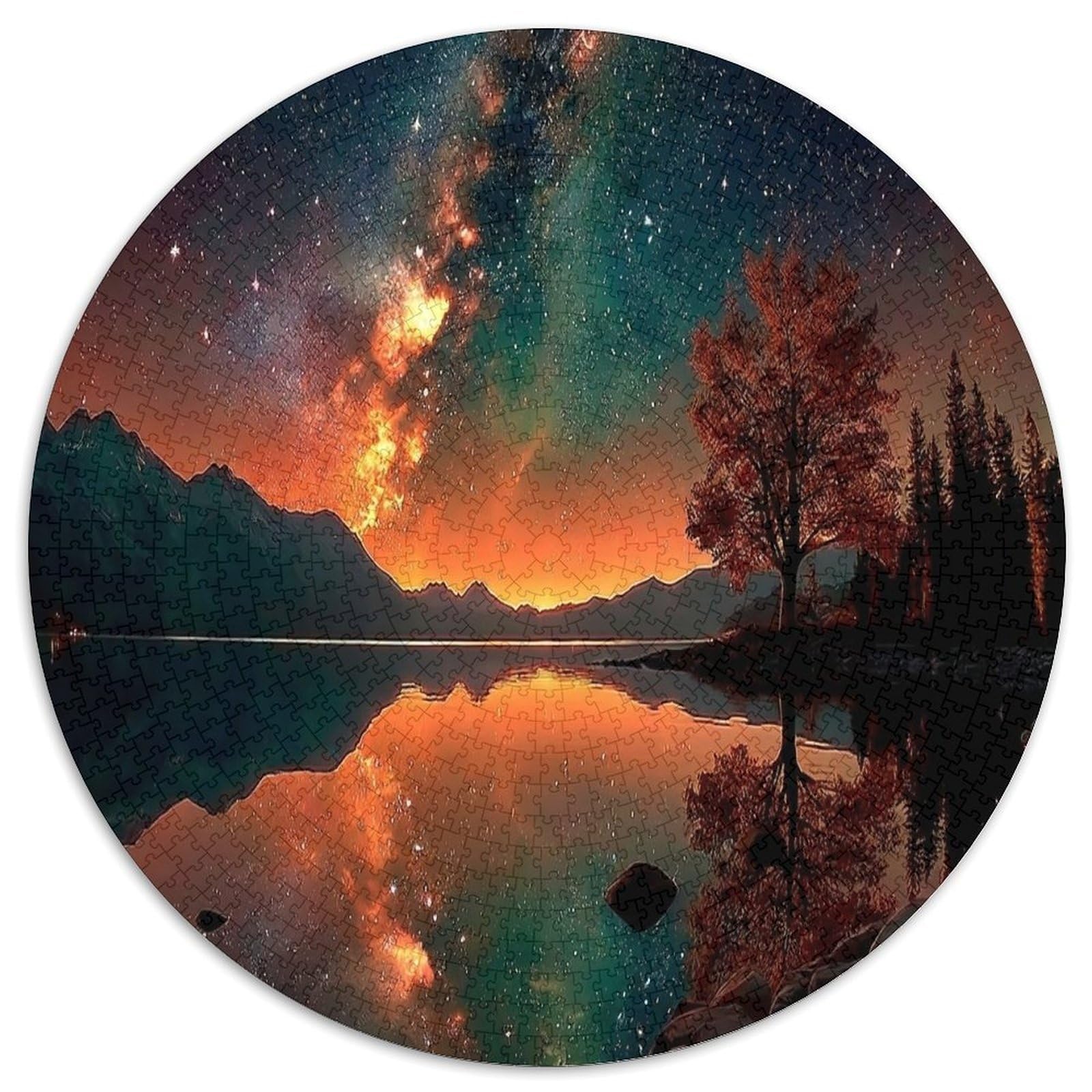 Puzzle de 1000 piezas redondo de paisaje nocturno para relajación de adultos 7