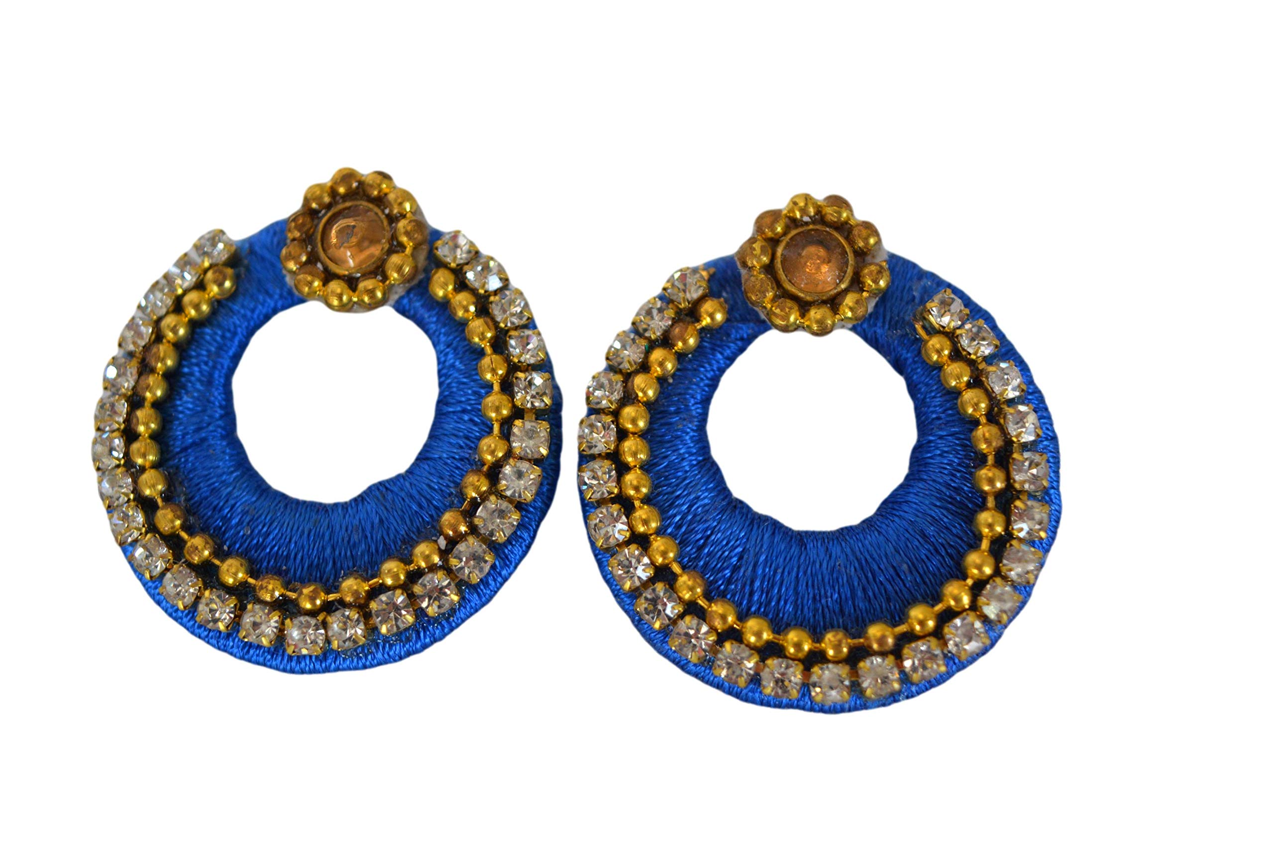 Wardhini Handmade Trendy Silk Thread Designer Stud Earring for Women (Blue) (B087D6FYKB) Amazon Price History, Amazon Price Tracker