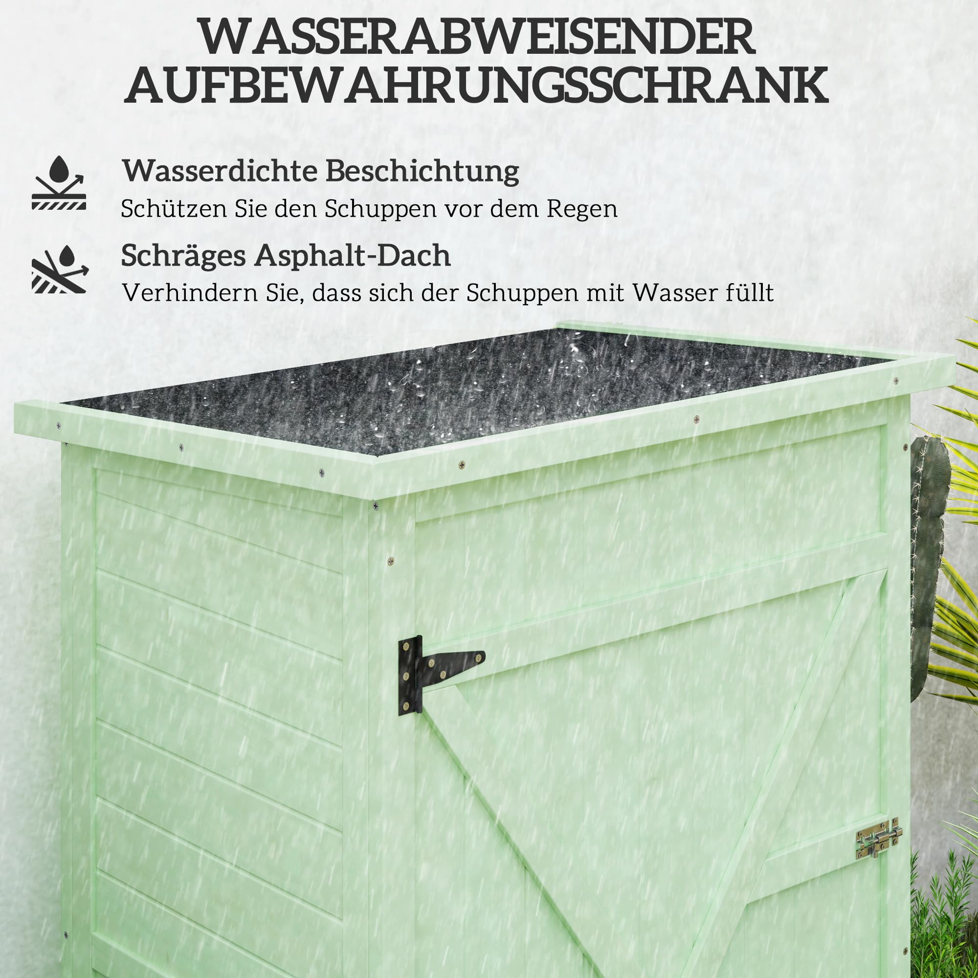 Outsunny Gartenschrank Holz wetterfest 75x56x115cm Gerätehaus mit Tür