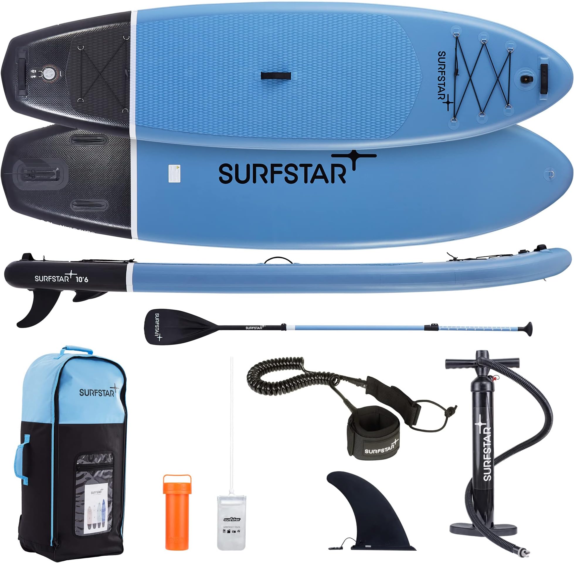 surfstar Inflatable Paddle Board with Camera Mount Fiberglass Paddle, 10'6"x33"x6" Stand Up Paddle Board for Adults, SUP Standing Boat with Sup Accessories and Travel Backpack for All Skill Levels