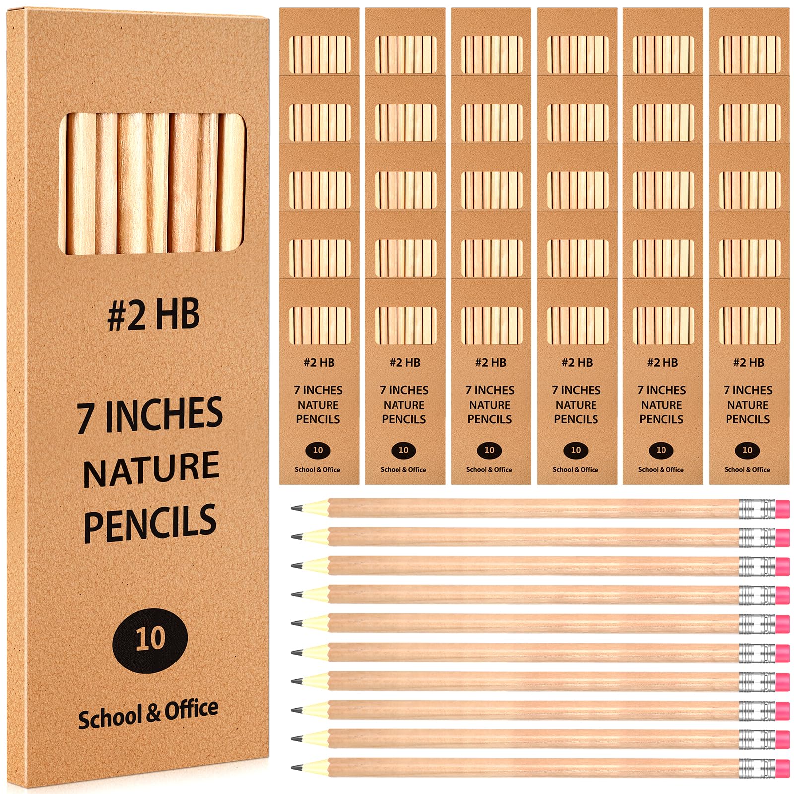 Geyoga 30 paquetes de 300 lápices #2 preafilados con gomas de borrar superiores, lápices HB #2 con caja de madera, lápices de forma triangular a granel para niños, suministros escolares, profesores,