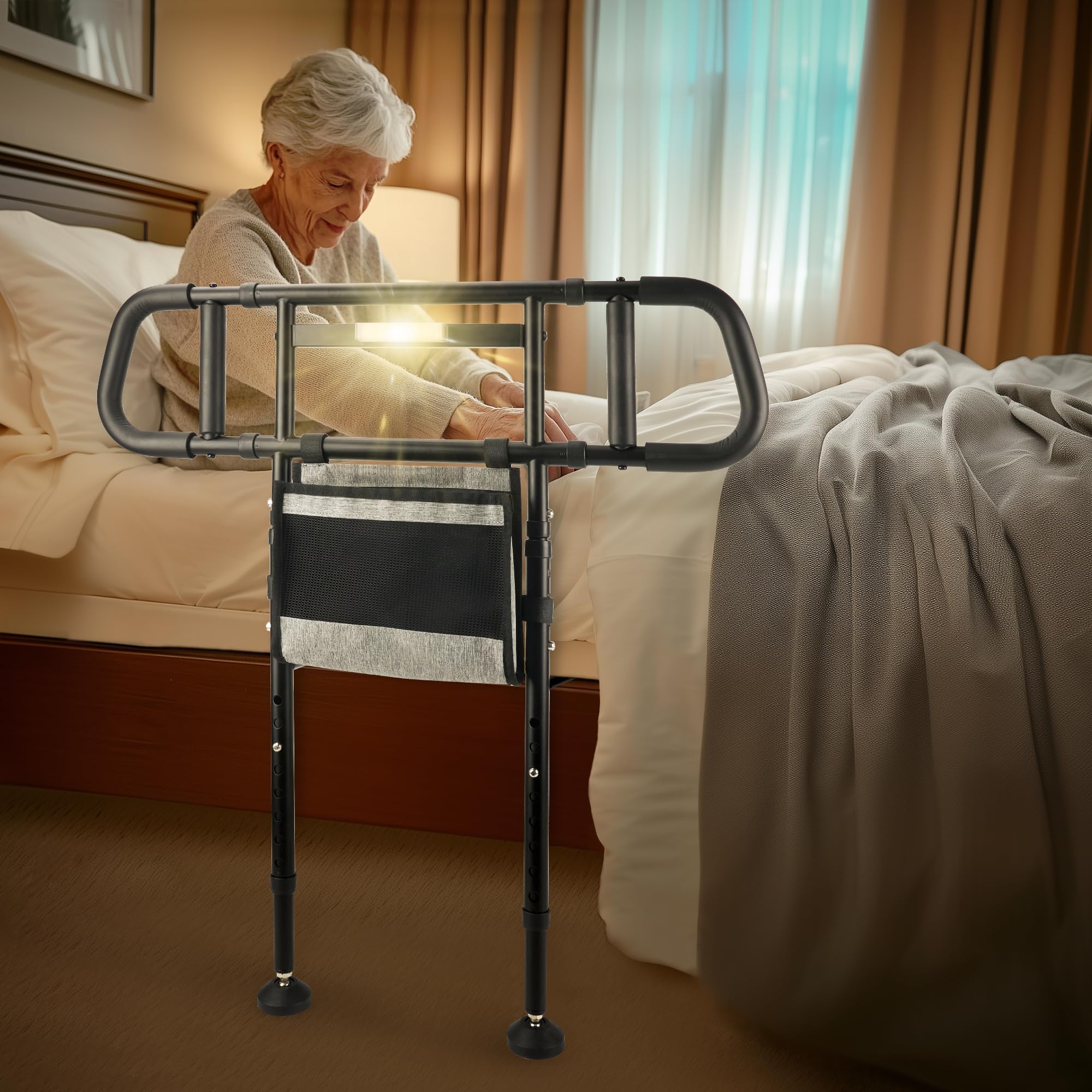 Photo 1 of NIMOOD C5 Pro Bed Rails for Elderly Adults Safety - Foldable Bed Assist Rail with Adjustable Height, Bed Cane with Non-Slip Wider Handrail