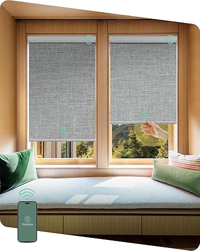 Miniatura 169 de Yoolax Persianas motorizadas con control remoto, persianas inteligentes opacas para ventanas, persianas enrollables motorizadas, persianas Tela