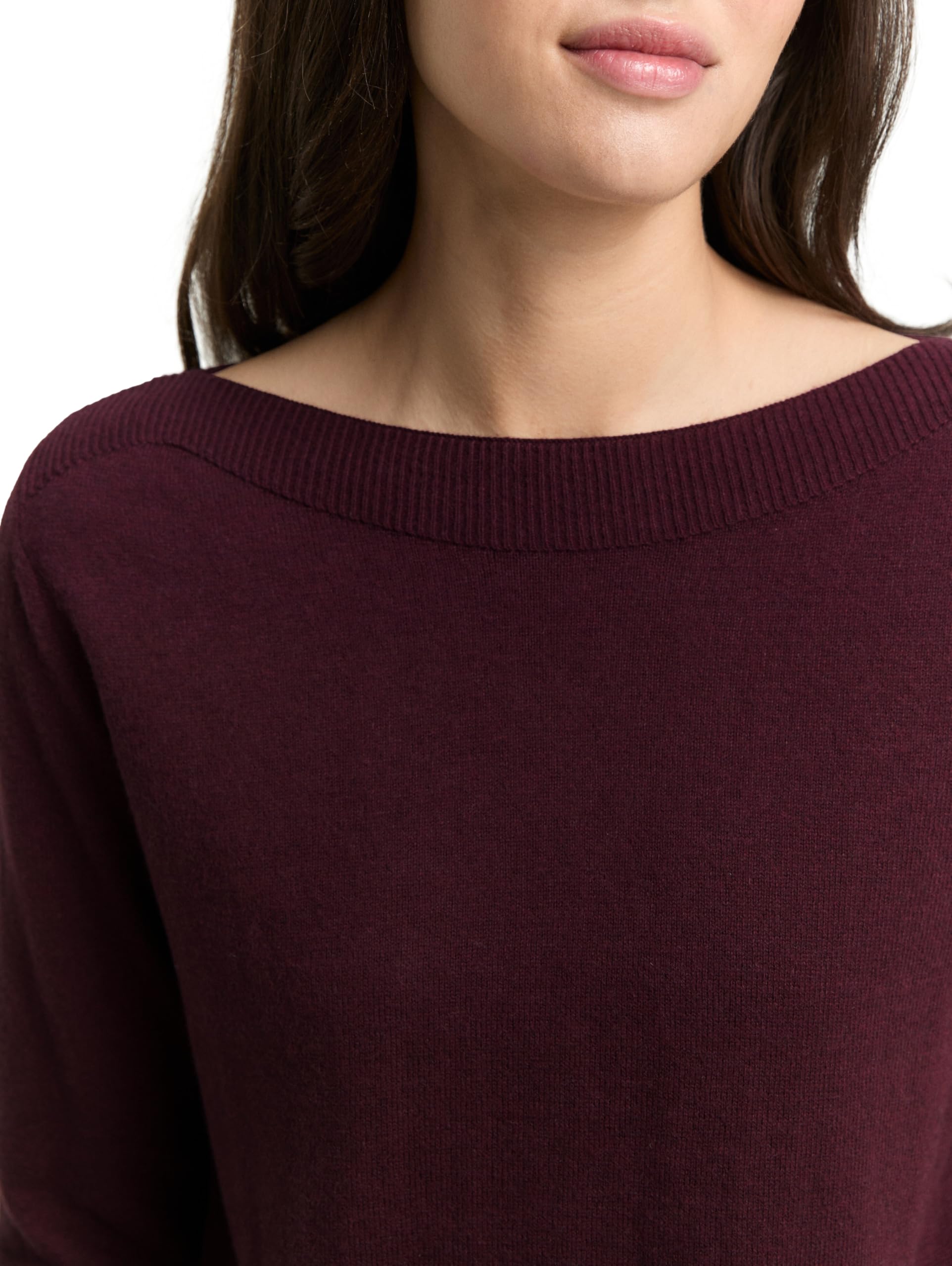 TOM TAILOR Damen Strickpullover mit U-Boot-Ausschnitt