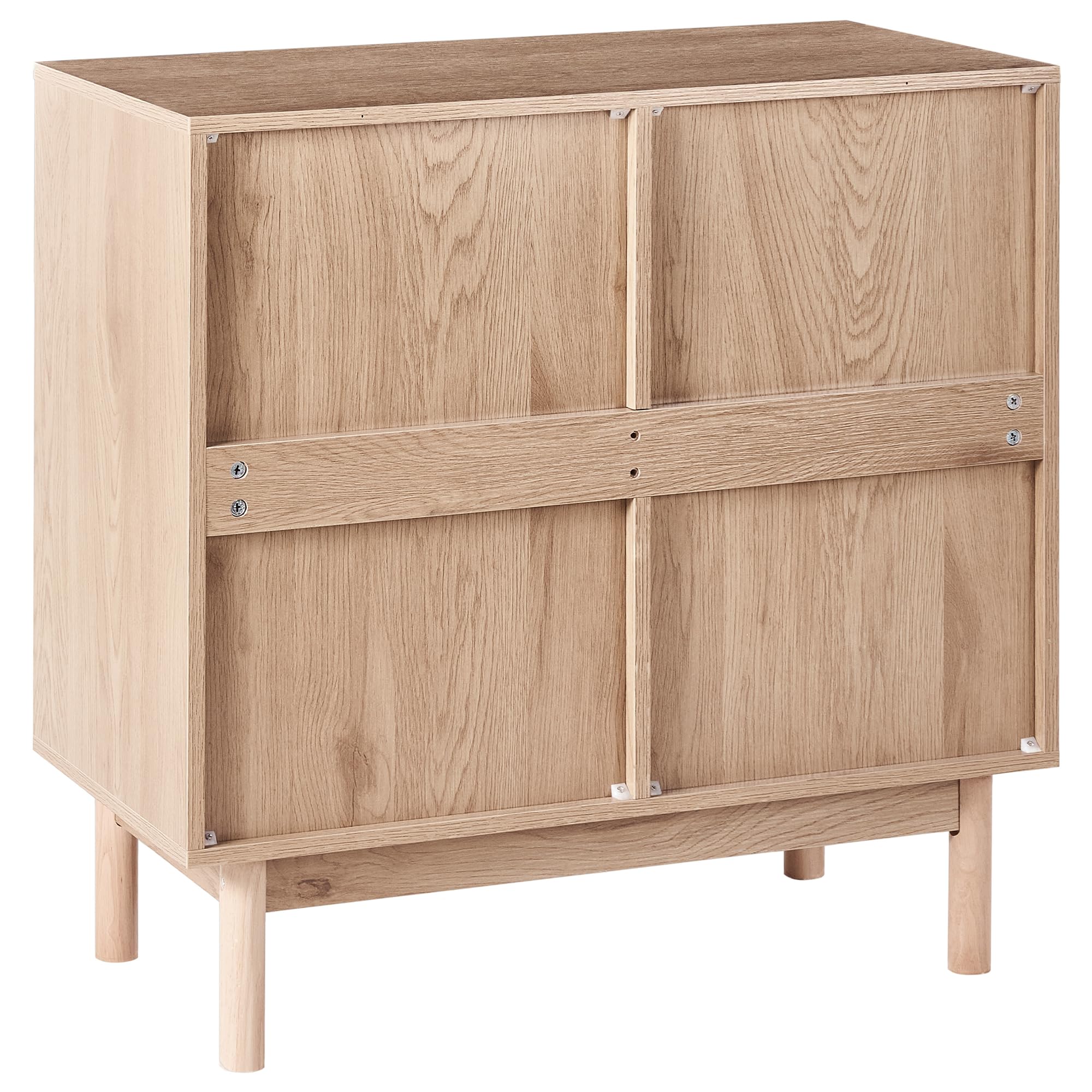 Mueble botellero para vinos de aglomerado con Patas de Madera Frente de ratán Estilo Boho marrón Claro Costello