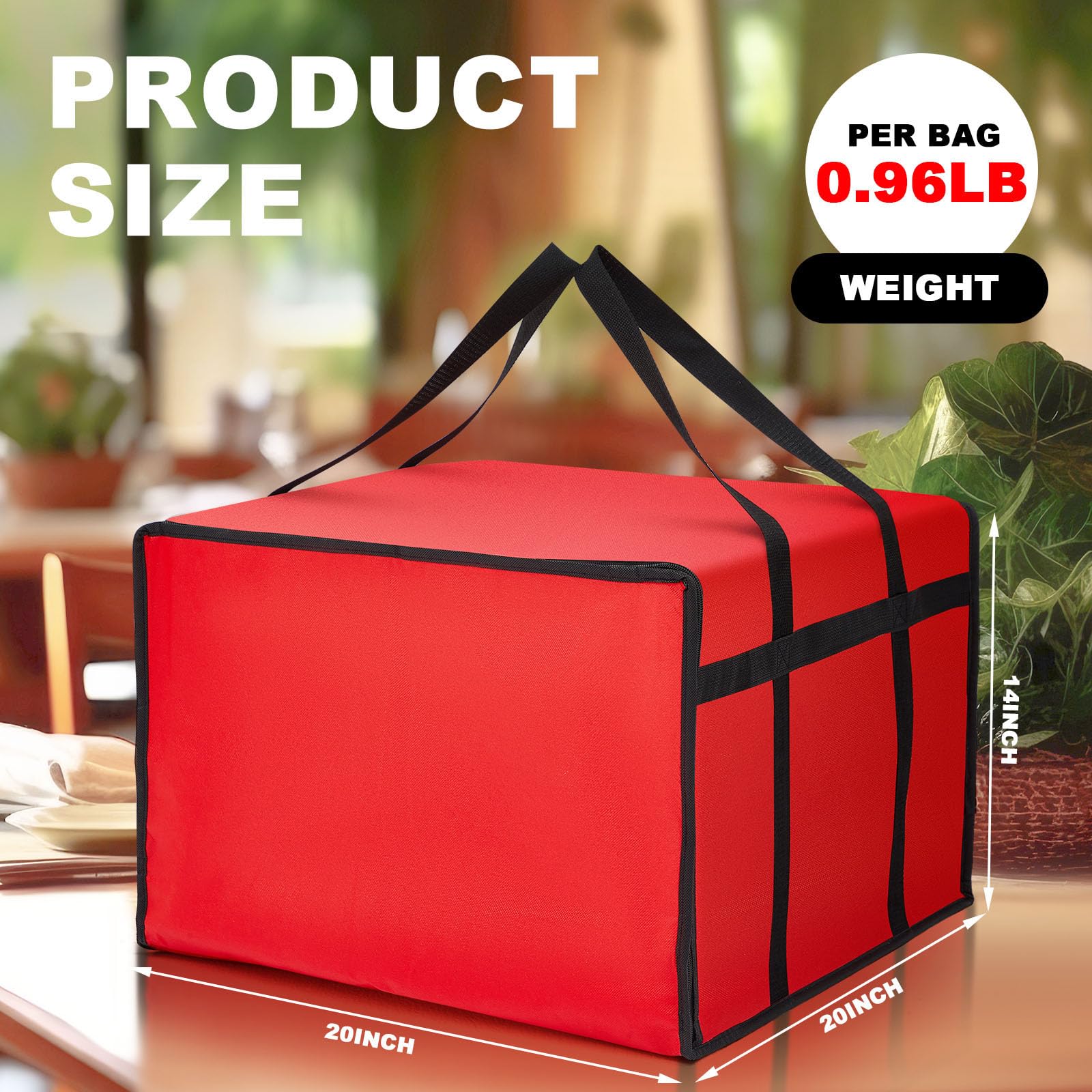 Maxcheck 2 sacchetti isolati per la consegna della pizza, borsa termica per pizza e pizza, riutilizzabili, isolanti, per uso personale e professionale (rosso, 50,8 x 50,8 x 35,5 cm)