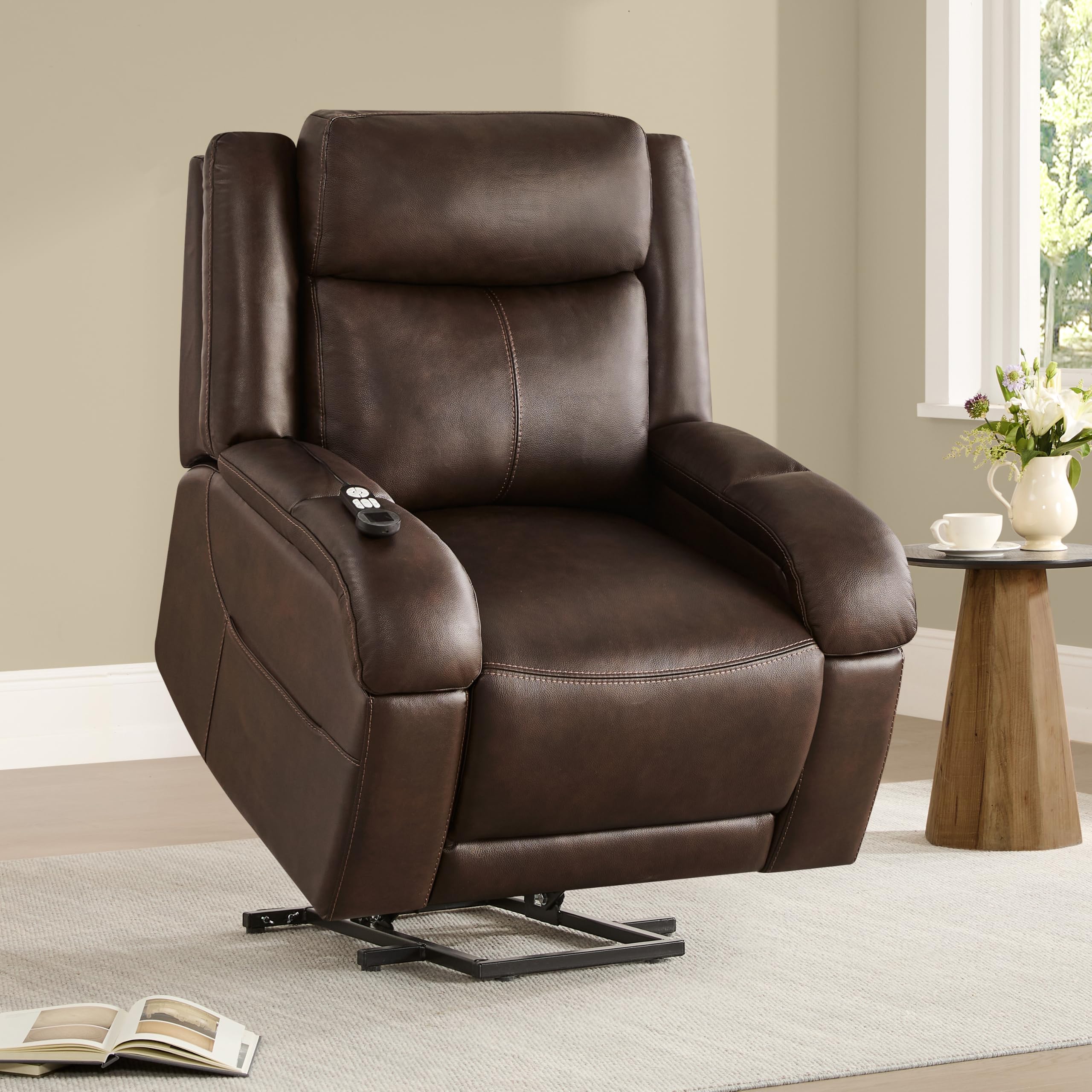 Watson & Whitely Genuine Leather Power Lift Recliner Chair for Elderly