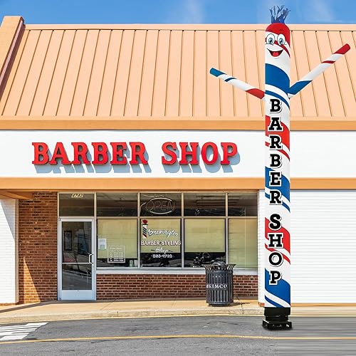 Miniatura 4 de Wenqik Barbería - Tubo inflable para hombre de 20 pies de alto, brazo agitador, tubo gigante alimentado por aire, tipo títere de baile loco para
