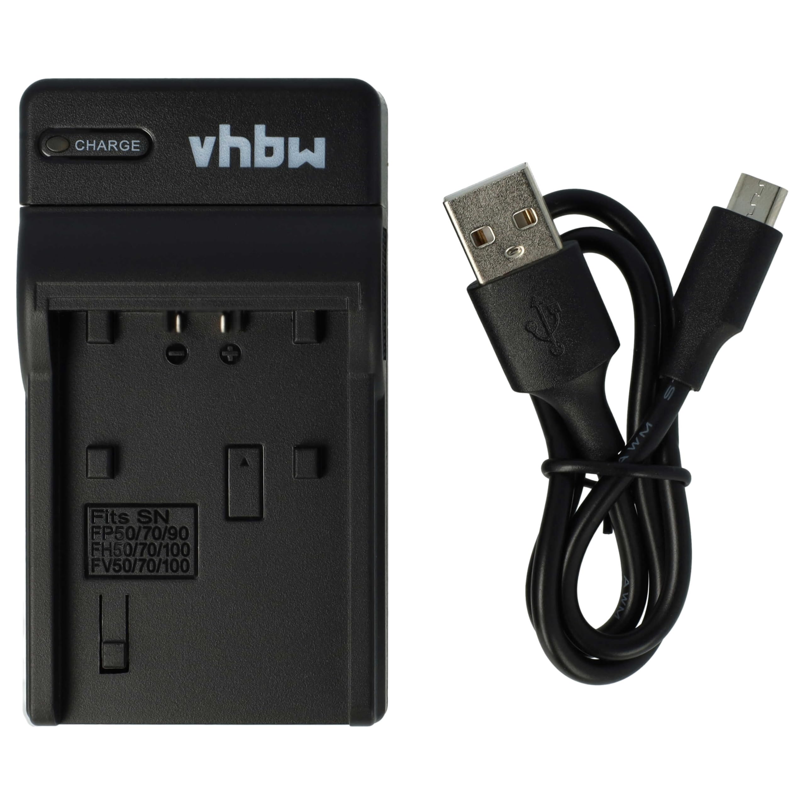 vhbw Cargador de batería USB Compatible con Sony Handycam DCR-HC3, DCR-HC30, DCR-HC30E, DCR-HC32, DCR-HC32E, DCR-HC35, DCR-HC35E