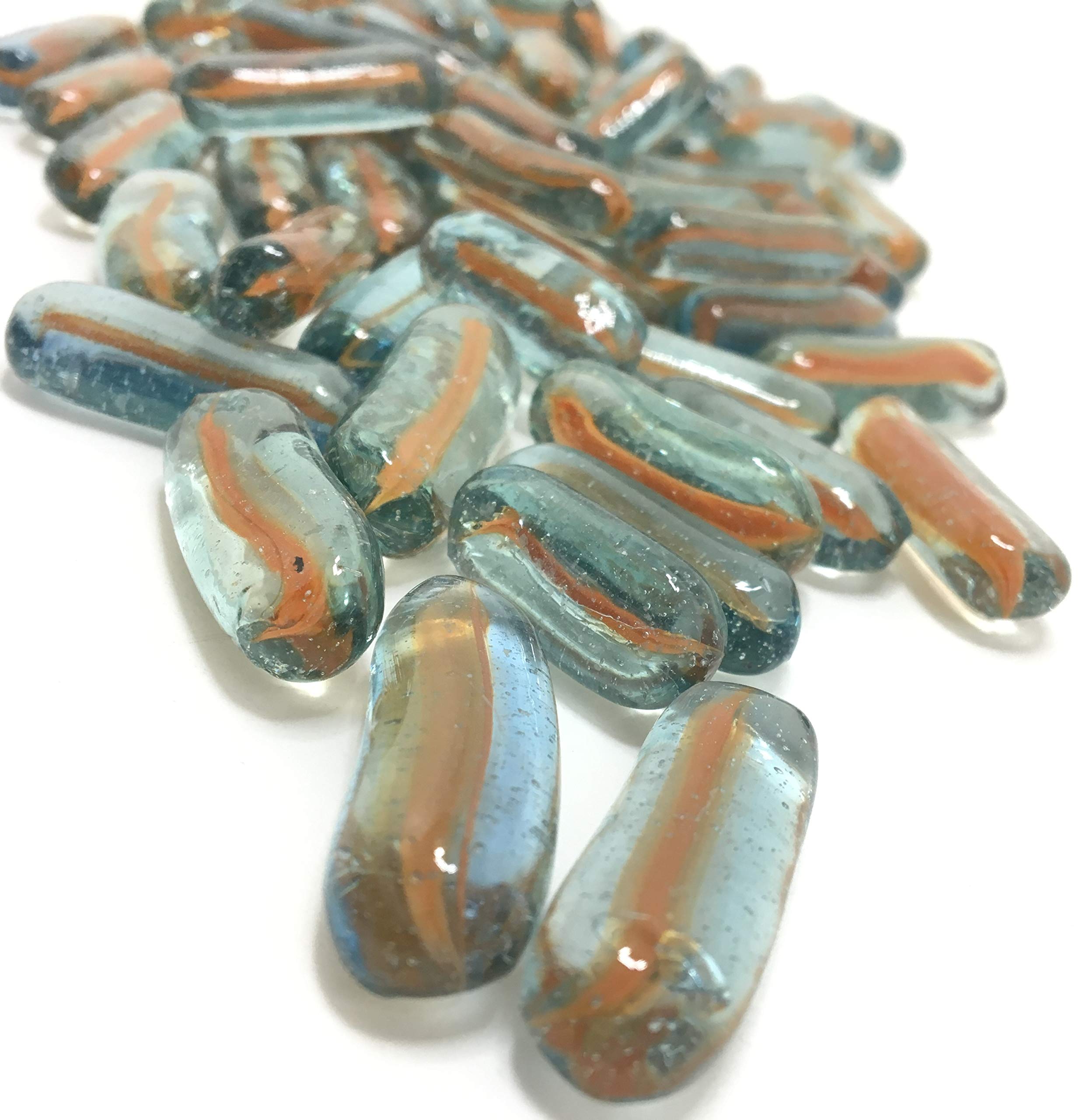Misha Decorative Stones for Vase Filler or Pebbles for Home Decor/Decorative Capsule Pebbles/Glass Pebbles/gravels/Stone/Beads for Aquarium, Table, vase, Fountain, (Orange)