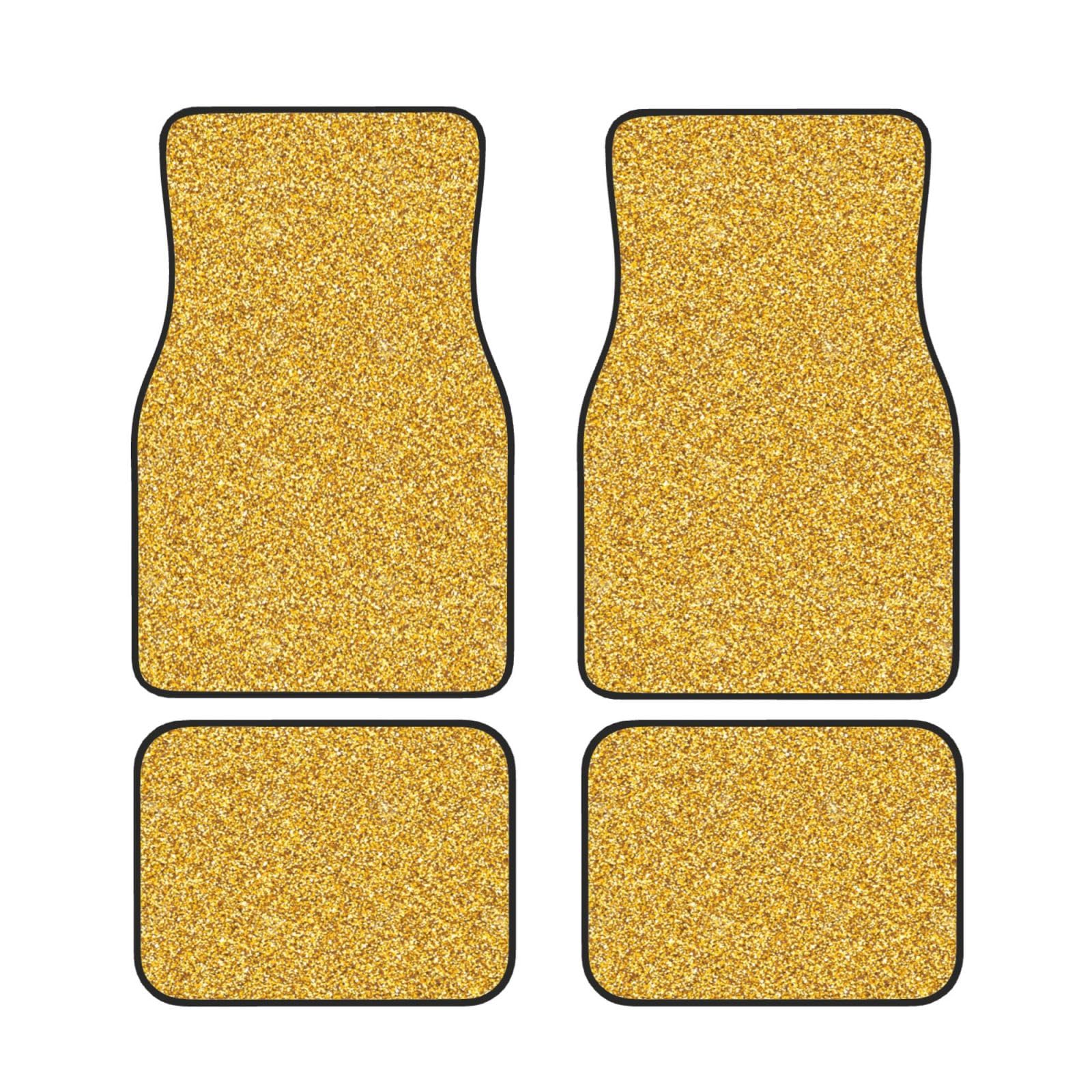 Goldene Glitzertextur, 4er-Set Auto-Fußmatten, Neopren-Fußmatten für Fahrzeuge, rutschfeste Auto-Fußmatten, Autozubehör