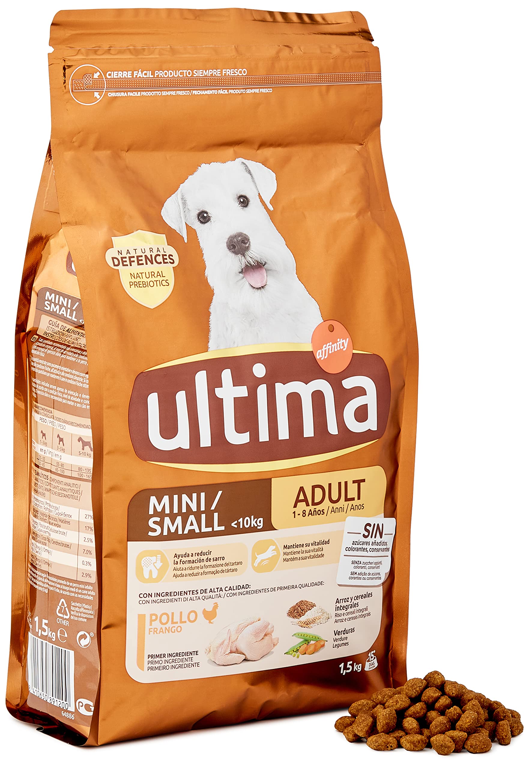 Ultima Pequeño Adult Pollo, Comida seca para perros, Pack de 4 x 1,5kg, Total 6kg