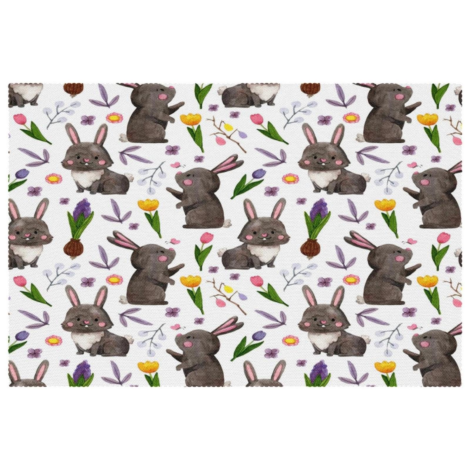 Sets de table résistants à la chaleur motif lapin repas famille