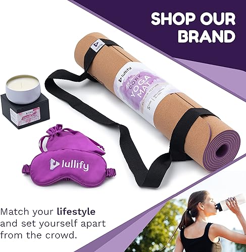Miniatura 9 de Lullify Esterilla de yoga de corcho premium | Antideslizante y construida para durar a través de clases de yoga caliente o ejercicio | Biodegradable