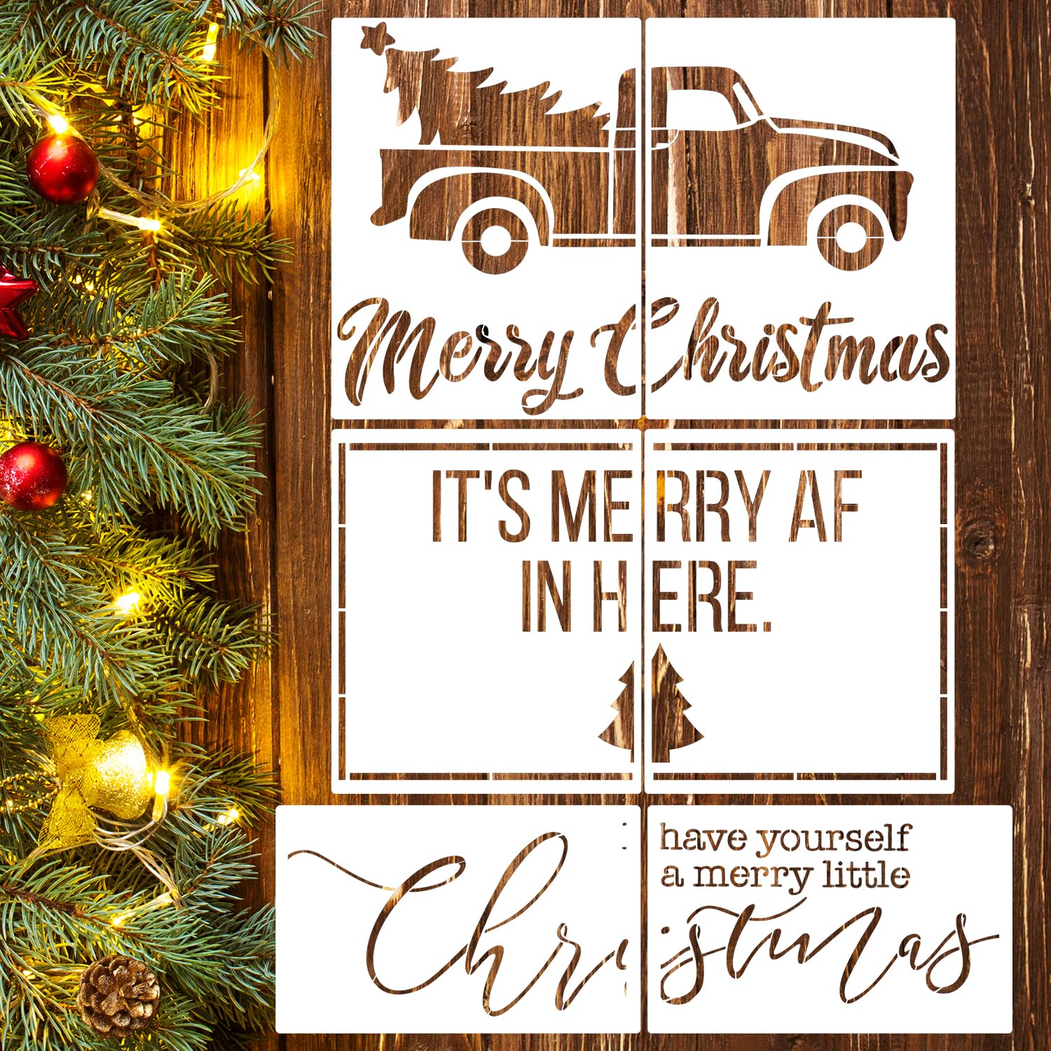 Christmas Stencils for Door Mats 27"x17" Large Christmas Doormat Stencils for Crafts Reusable Holiday Stencil for Wood Fabrics Door Mat Window Glass