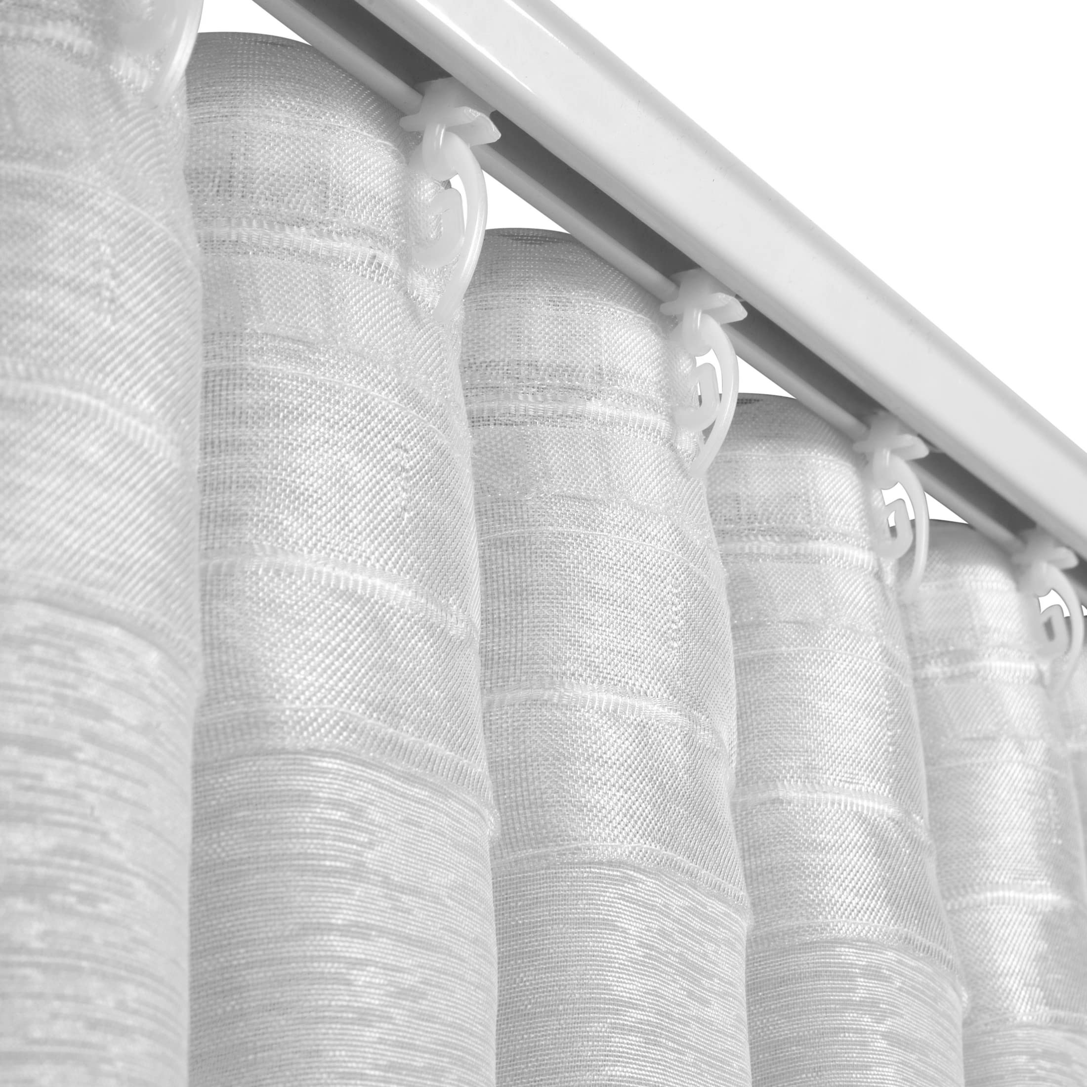 Eurofirany Belissa, tenda bianca trasparente con struttura antipioggia orizzontale e nastro plissettato anche per binario a soffitto/binario per tende, confezione da 1 pezzo, trasparente, leggera,