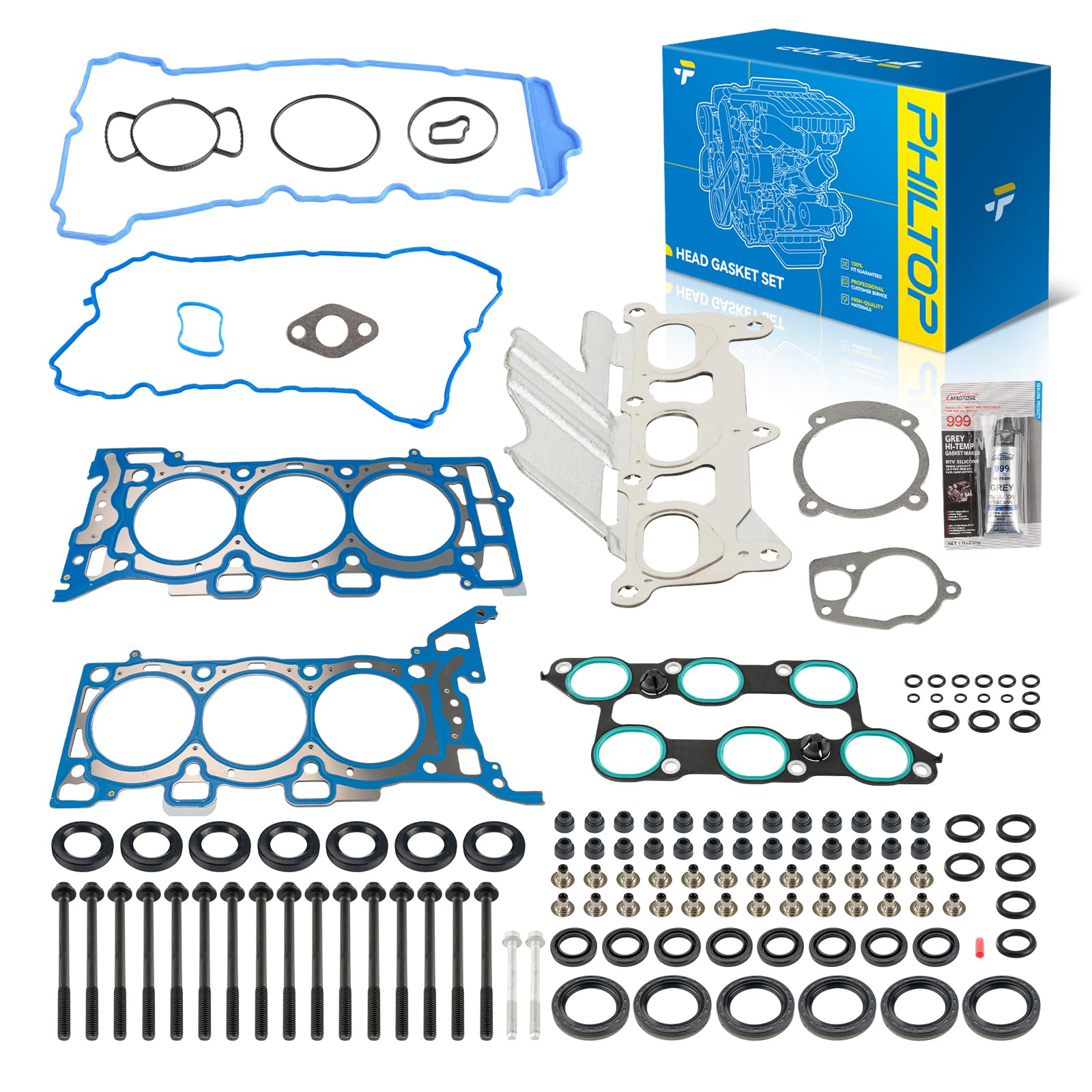 PHILTOP Head Gasket Kit Fit for Traverse Acadia Enclave 2009-2016 3.6L | Fit for Saturn Outlook 2009-2010 3.6L, OE# HS26376PT5, HS54661G, ES72274