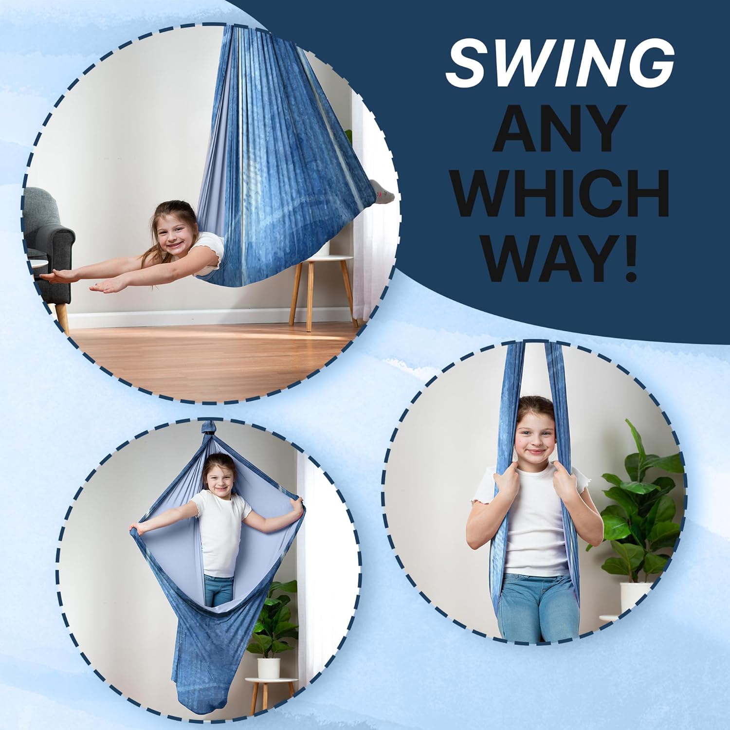 Indoor Sensory Swing for Kids or Outdoor – Holds 300lbs, Double-Layer, & 360° Swivel, Calming Compression Therapy Swing Hammock for Kids & Adults with All Hardware – Sensory-Motor Toys & Gifts