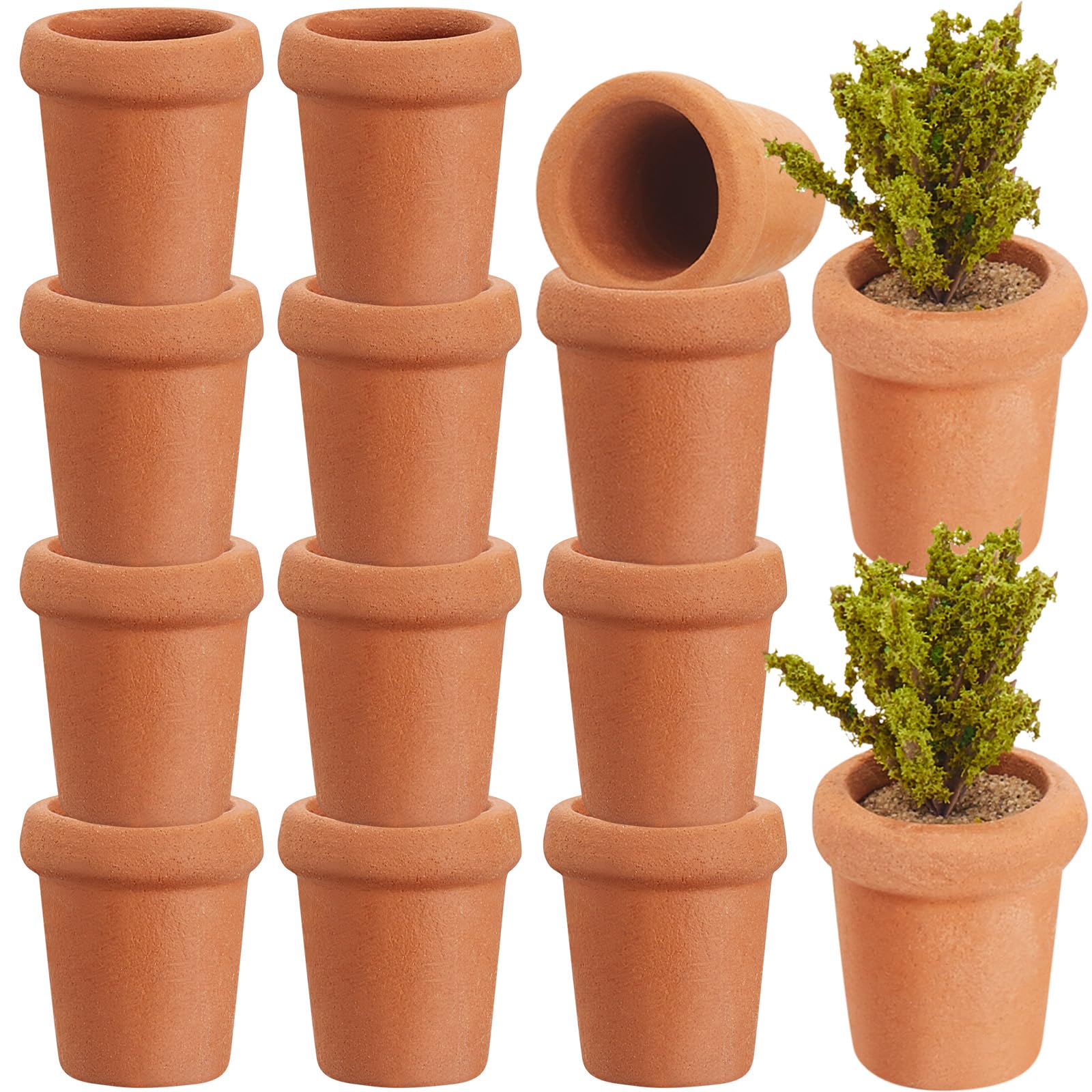 Skyley 16 Pcs Small Mini Clay Pots 0.6 Inch Terracotta Pot Small Flower Pot for Crafts Doll House Flower Pots for DIY Garden Plants and Office Desktop Windowsill Decoration