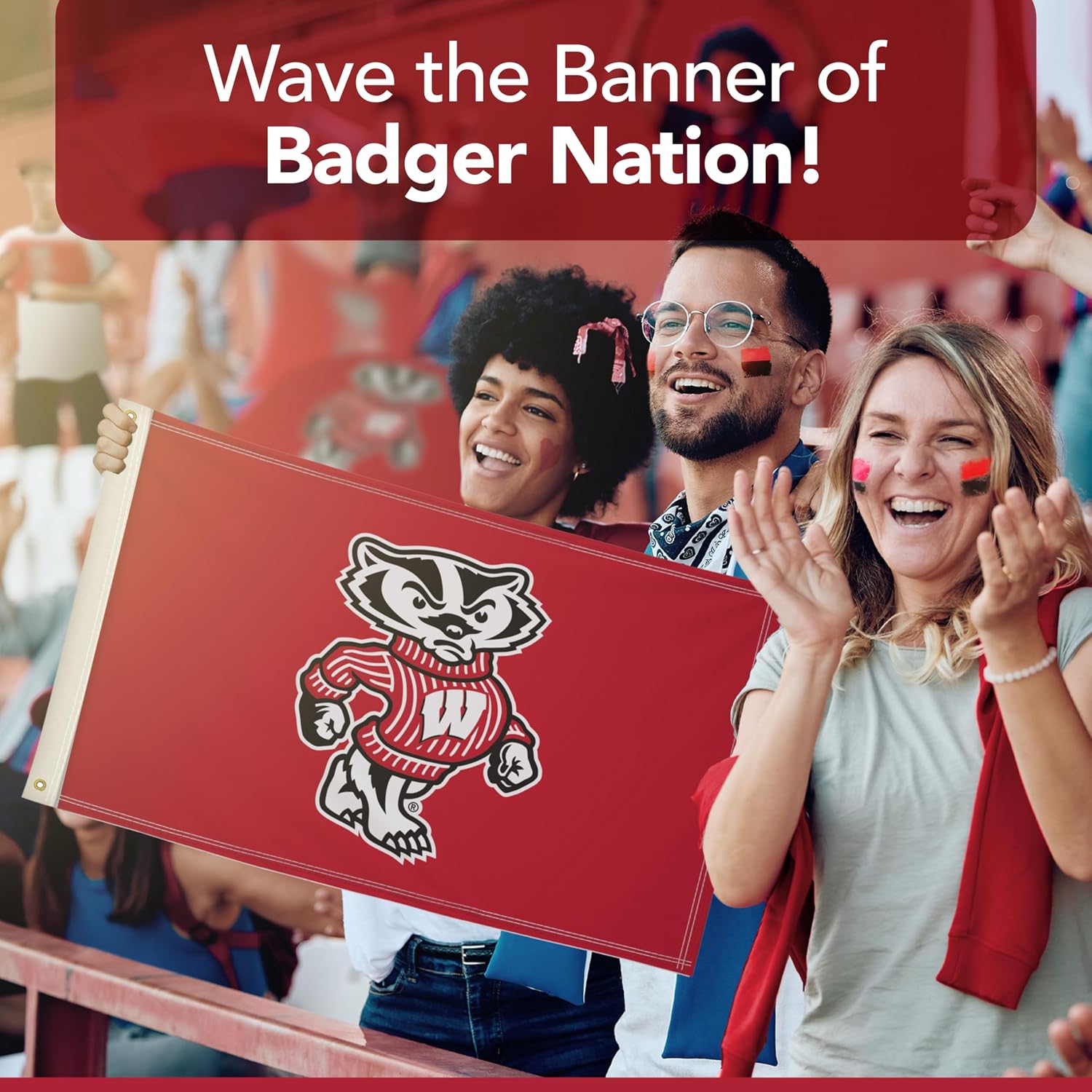 Wisconsin Badgers College Sports Printed Flag - NCAA Licensed - Nylon - School Banner (Red, White, Black) (2' x 3')