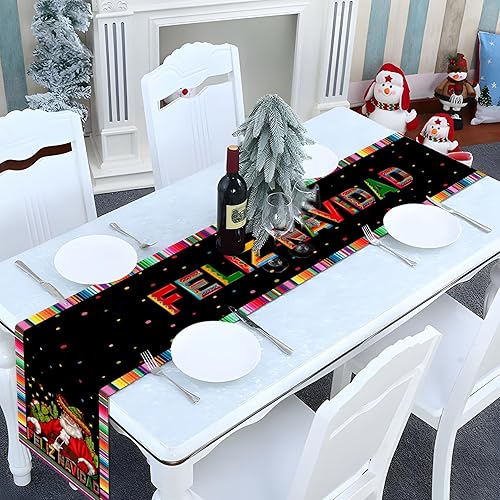 Miniatura 4 de Nepnuser Camino de mesa de Navidad mexicano Feliz Navidad, decoración de cactus, Papá Noel, fiesta de invierno, suministros para el hogar, cocina,