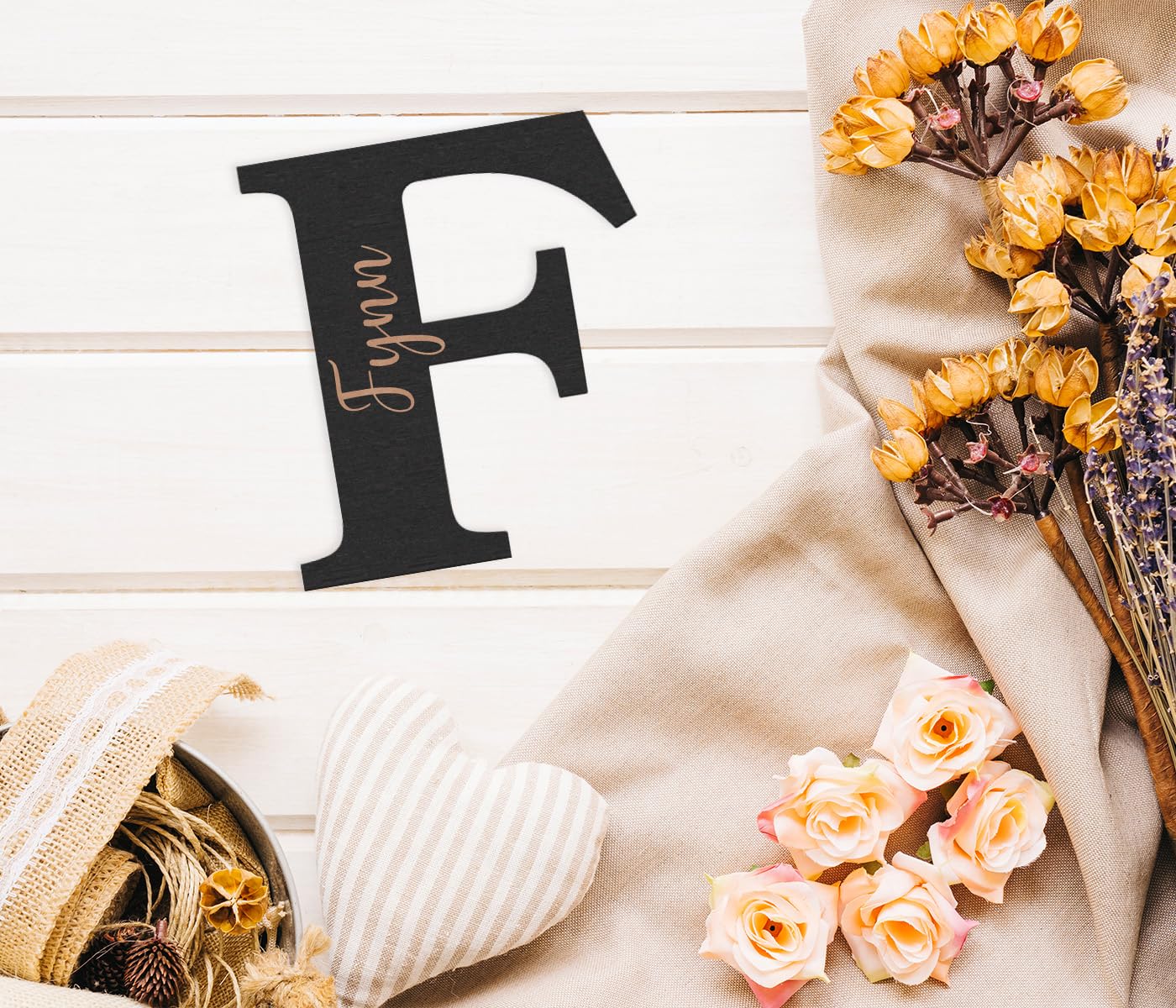 Personalisiertes Türschild Aus Birke - Gravierter Name & Buchstabe 15-25cm