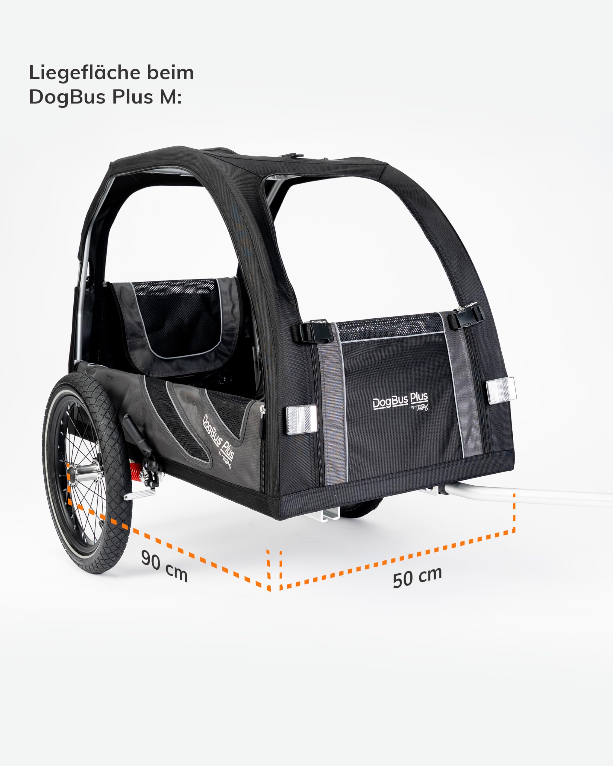 TrendPet DogBus Plus M - gefederter Aluminium Fahrradanhänger für Hunde, Hundeanhänger für mittlere bis große Hunde