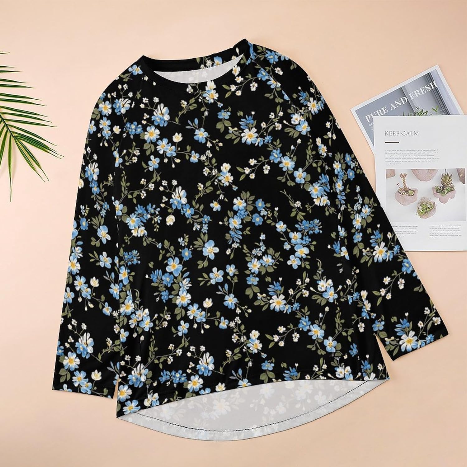 Boho Shirts for Women Floral Print Oversized Long Sleeve Casual Tshirts 2025 Summer Soft Hippie Tunic Tops - Image 4