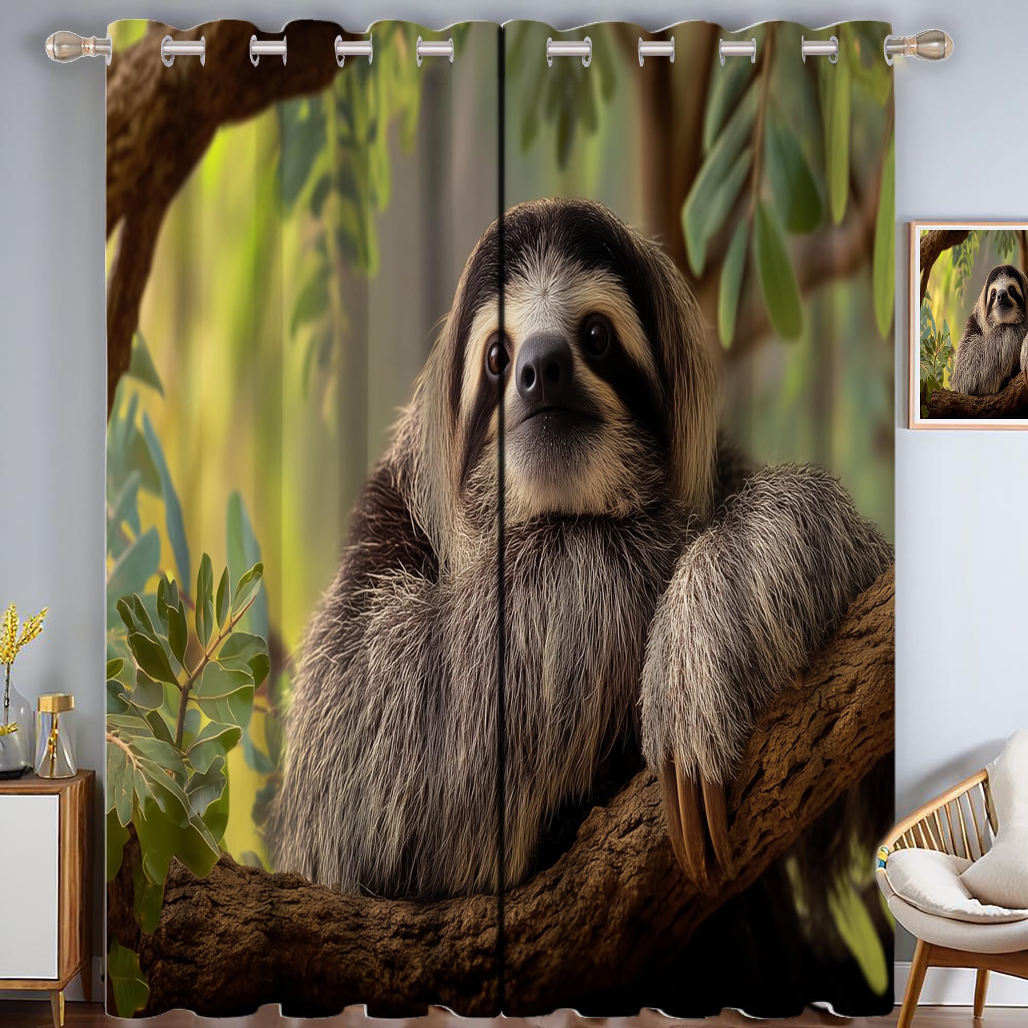 Rideaux occultants paresseux de la jungle pour décorer une chambre d'enfant exotique tanné
