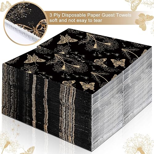 Miniatura 4 de Fumete 150 toallas de invitados desechables de diente de león para baño, 3 capas, 4.3 x 7.9 pulgadas, servilletas de papel de diente de león,