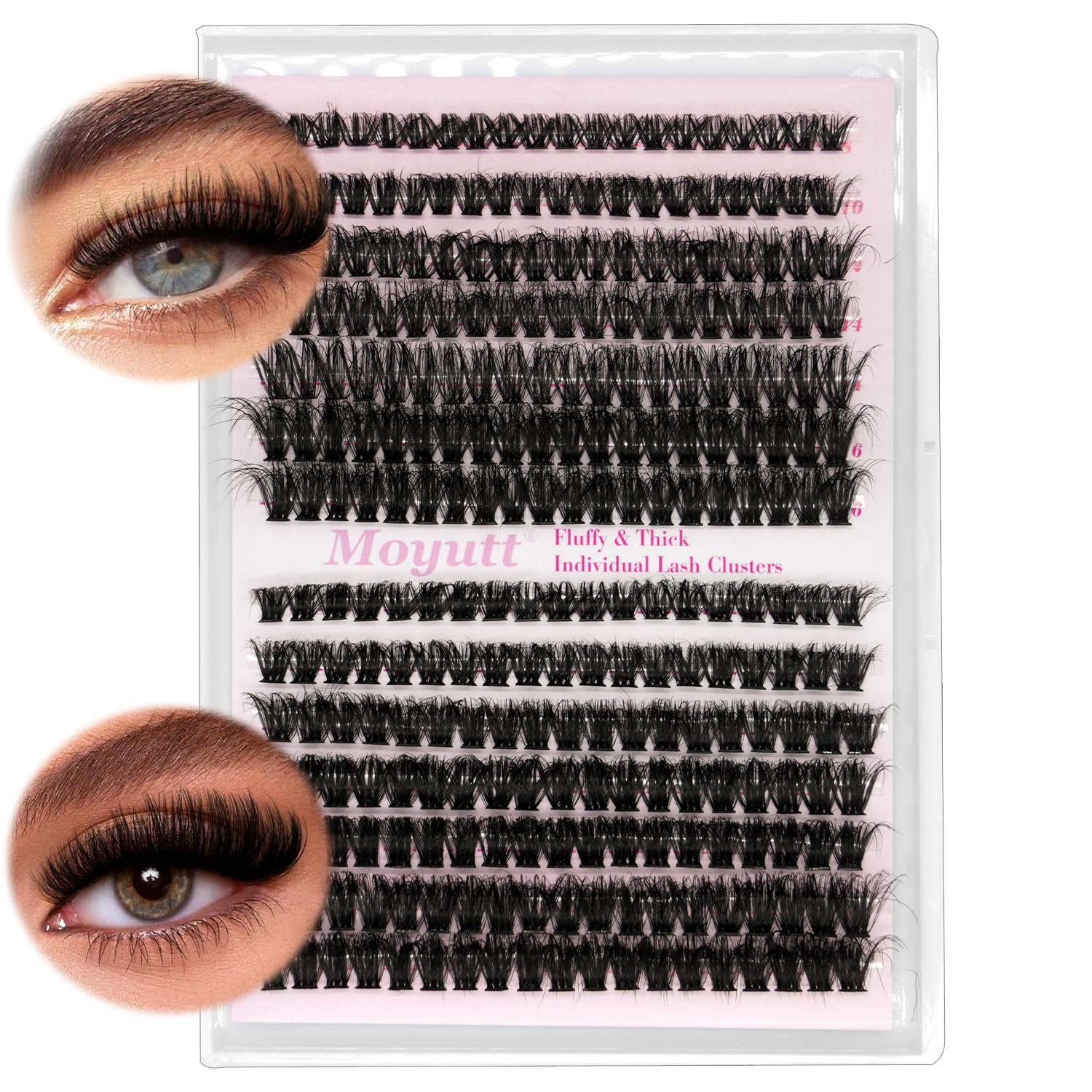 Wispy Lash Clusters 260Pcs Fluffy Individual Eyelashes 80P+100P Eyelash Clusters Russian D Curl Lashes Individual Cluster Natural Look Eyelash Extensions DIY at Home (80P+100P,8-16MM)