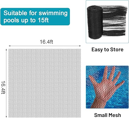Miniatura 2 de Cubierta de red de hojas para piscina sobre el suelo, cubierta de malla de invierno con 12 clips de cubierta de piscina para piscina sobre el suelo,