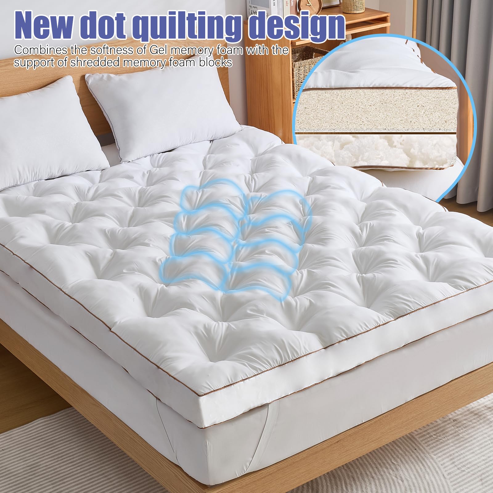 WhatsBedding 4 Inch Memory Foam Mattress Topper Queen for Back Pain Relief, Fill - product photo