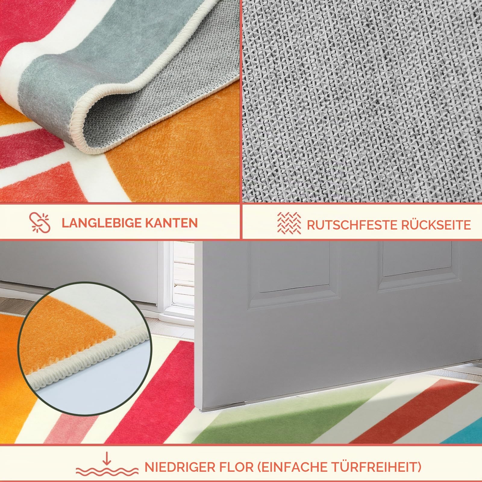 STARUIA Boho-Teppich, waschbar, 152 cm, runder Teppich für Schlafzimmer, Regenbogen-Kreis, Kinderteppiche für Büro, rutschfester Kreis-Teppich, weiche Sonnenschein-Teppiche für Schlafsaal