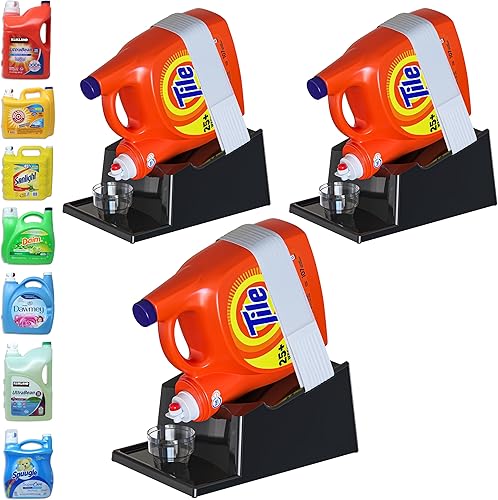 Skywin Organizador de detergente para ropa sucia y bandeja de goteo para organización de la lavandería, paquete de 3 bandejas de almacenamiento de