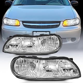 Nilight Headlight Assembly for 1997 1998 1999 2000 2001 2002 2003 Chevy Malibu 2004 2005 Chevy Classic 1997-1999 Oldsmobile Cutlass Replacement Headlamp Chrome Housing Clear Reflector,2 Years Warranty