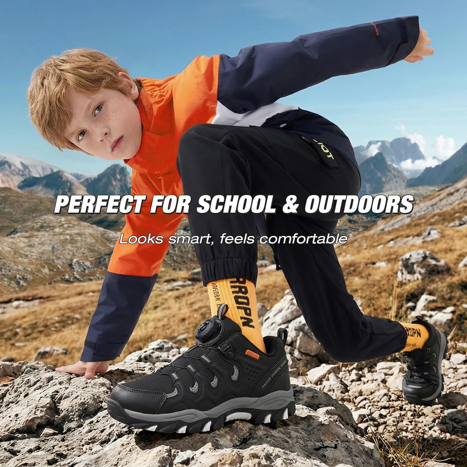 UOVO Girls Boys Hiking Shoes Boys Girls Waterproof Sneakers Kids Running Tennis Outdoor Shoes Non-Slip Lightweight - Image 5