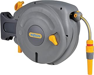 HOZELOCK - Auto Reel Wall-mounted Reel 10m: Easy to Install, Child-lock, Auto-rewind, Ready-to-use Reel with Nozzle, Fittings, Hozelock Hose and Accessories Included - 5 Year Guarantee* [2485R0000]