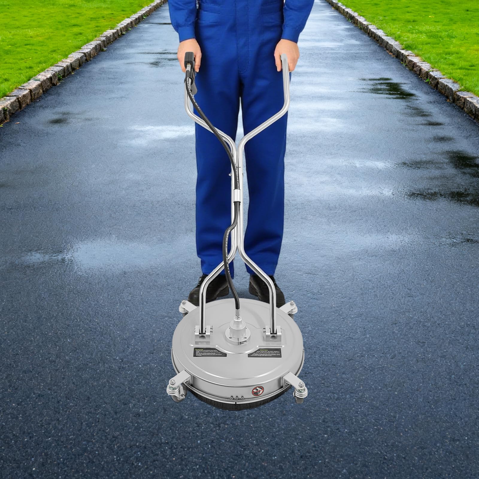 Profesjonalna myjka ciśnieniowa 20 cali, stal nierdzewna, 4500 psi, maks. ciśnienie 3700 psi, ciśnienie robocze 6,6 GPM, ręcznie sterowany przepływ wody, z 4 uniwersalnymi kółkami, 2 dysze do ogrodu