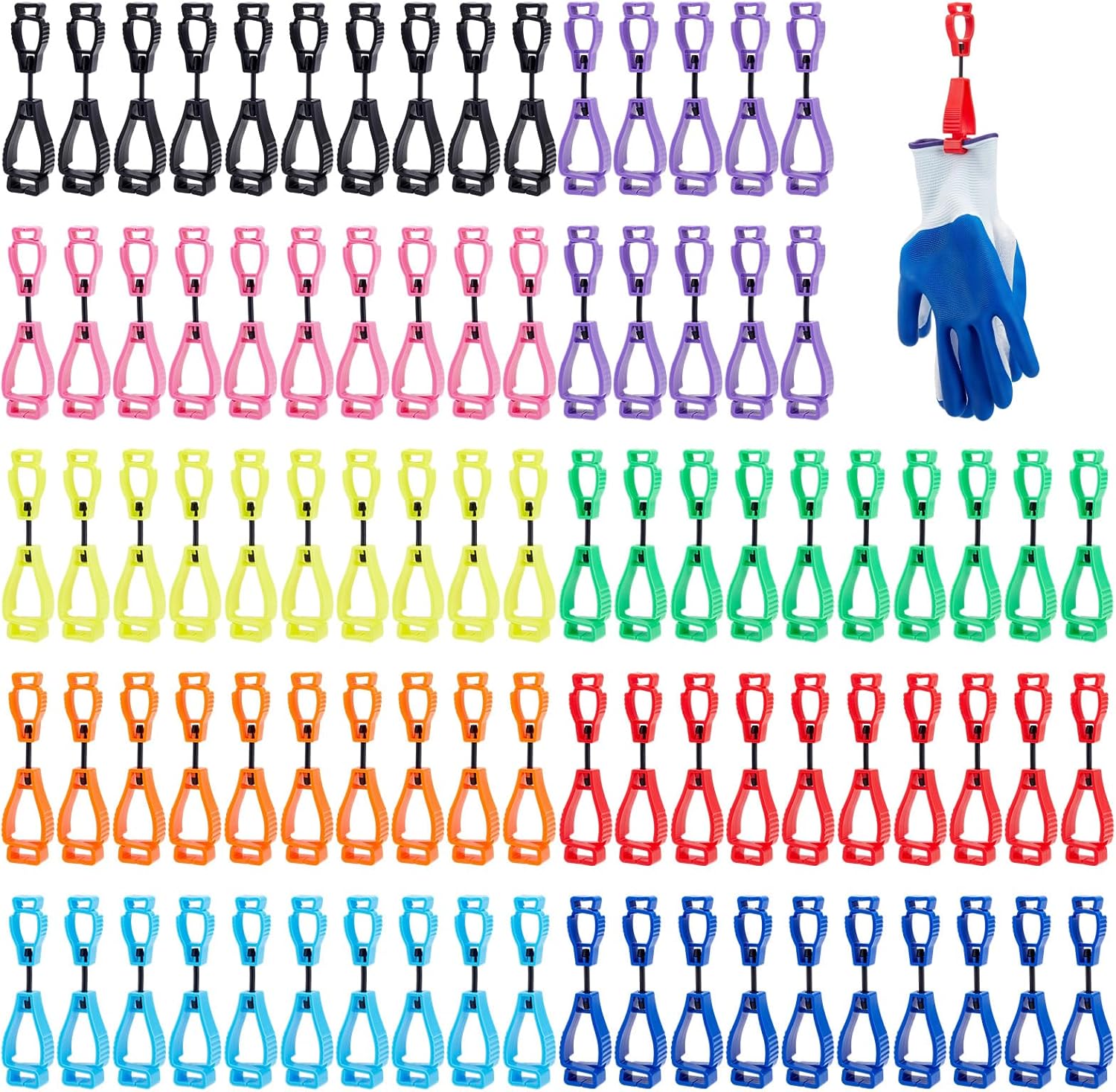 90Pcs Glove Clips for Work, Glove Keeper Glasses Helmets Hanger Clamp Catcher Belt Holder Plastic Clips Grabber Clip Holder for Hard Hats Belt Loop Guard Worker Construction, 9 Color