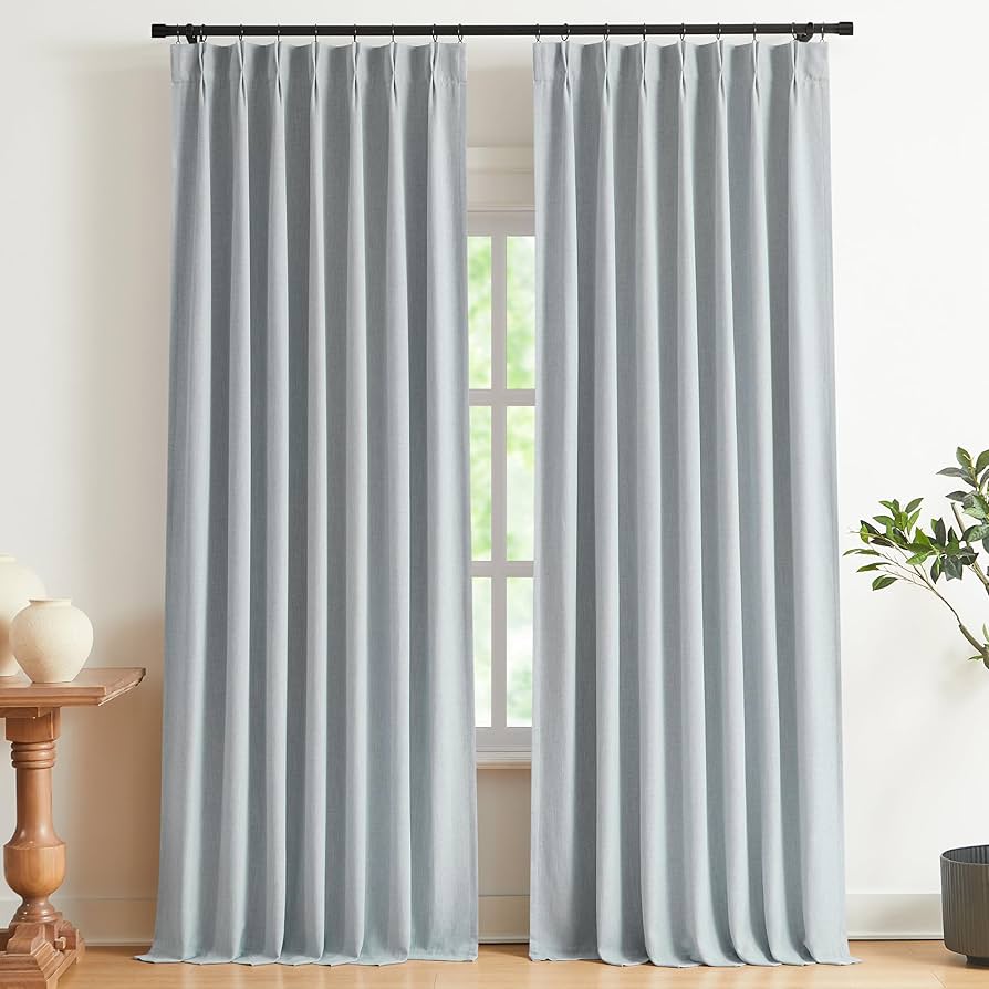 Gray Blackout Curtains 105 Inches Long 2 Panels Set, 60 Inch Wide Pinch Pleated Curtain With Hooks,Thermal Insulated Room Darkening Vertical Window Treatments For Living Room Bedroom 60 X 105 Gray 60