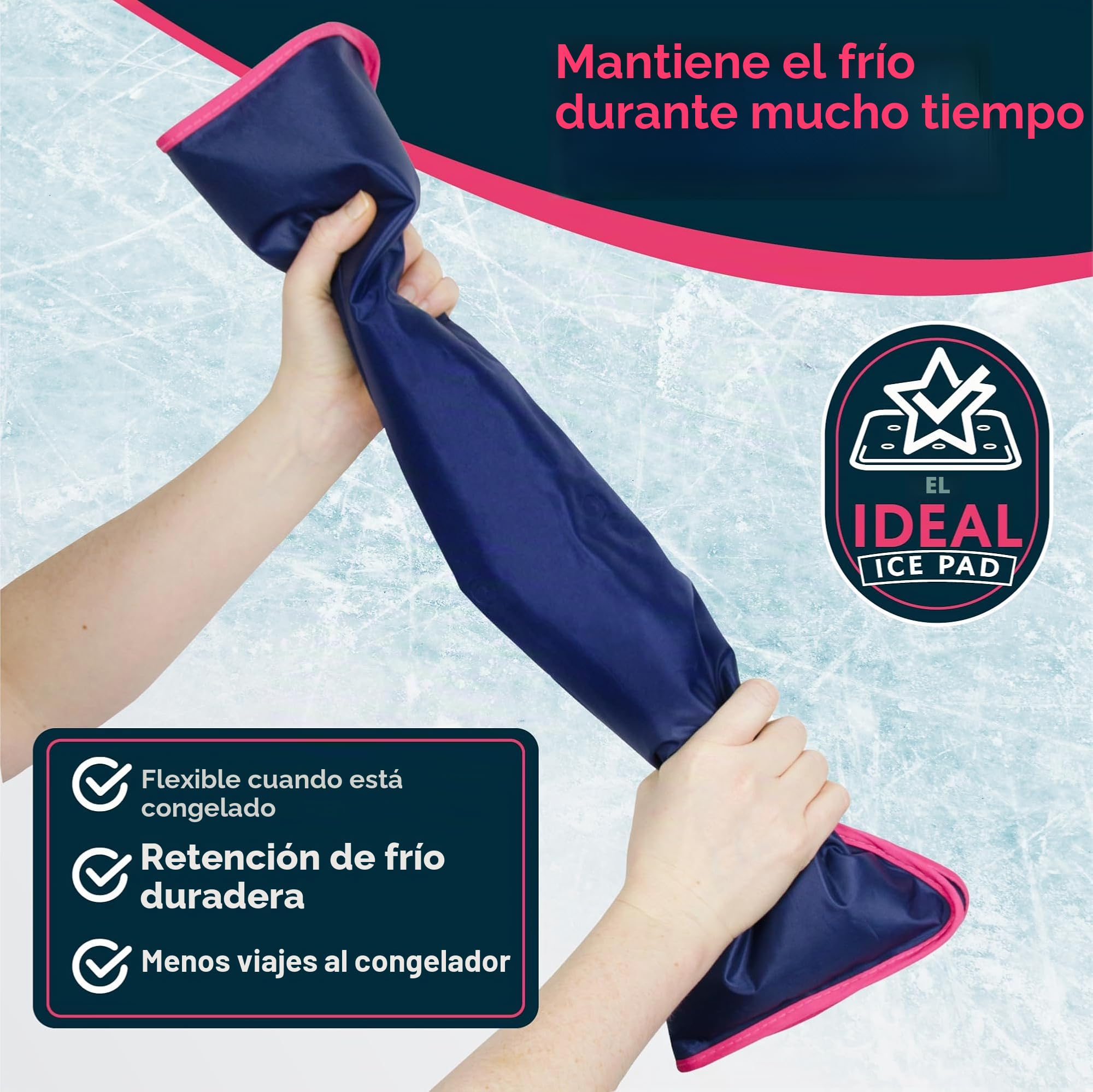 Magic Gel Bolsa Gel Frio para Lesiones de Piernas - Bolsa Hielo Lesiones Cubre Toda la Pierna 62 cm - Reduce Dolor Hinchazón e Inflamación - Reutilizable para Esguinces Artritis y Más